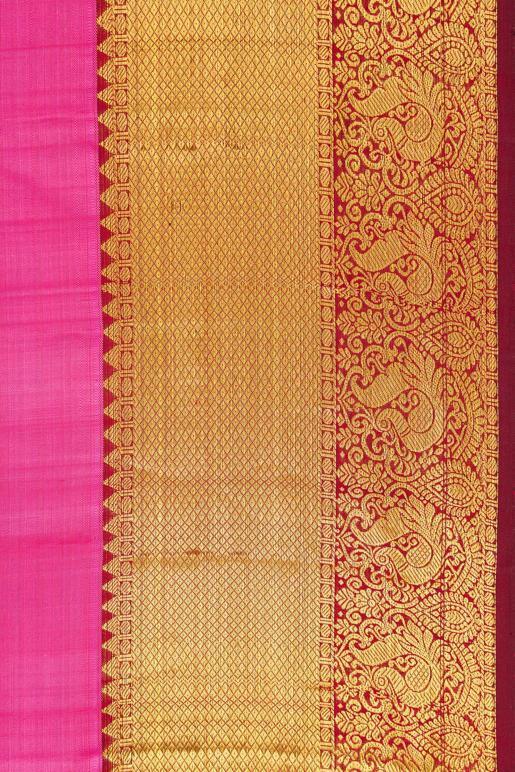 Border image of Pink Dual Tone Kanjivaram Silk Saree with Zari Butta on the body and Zari Border. 