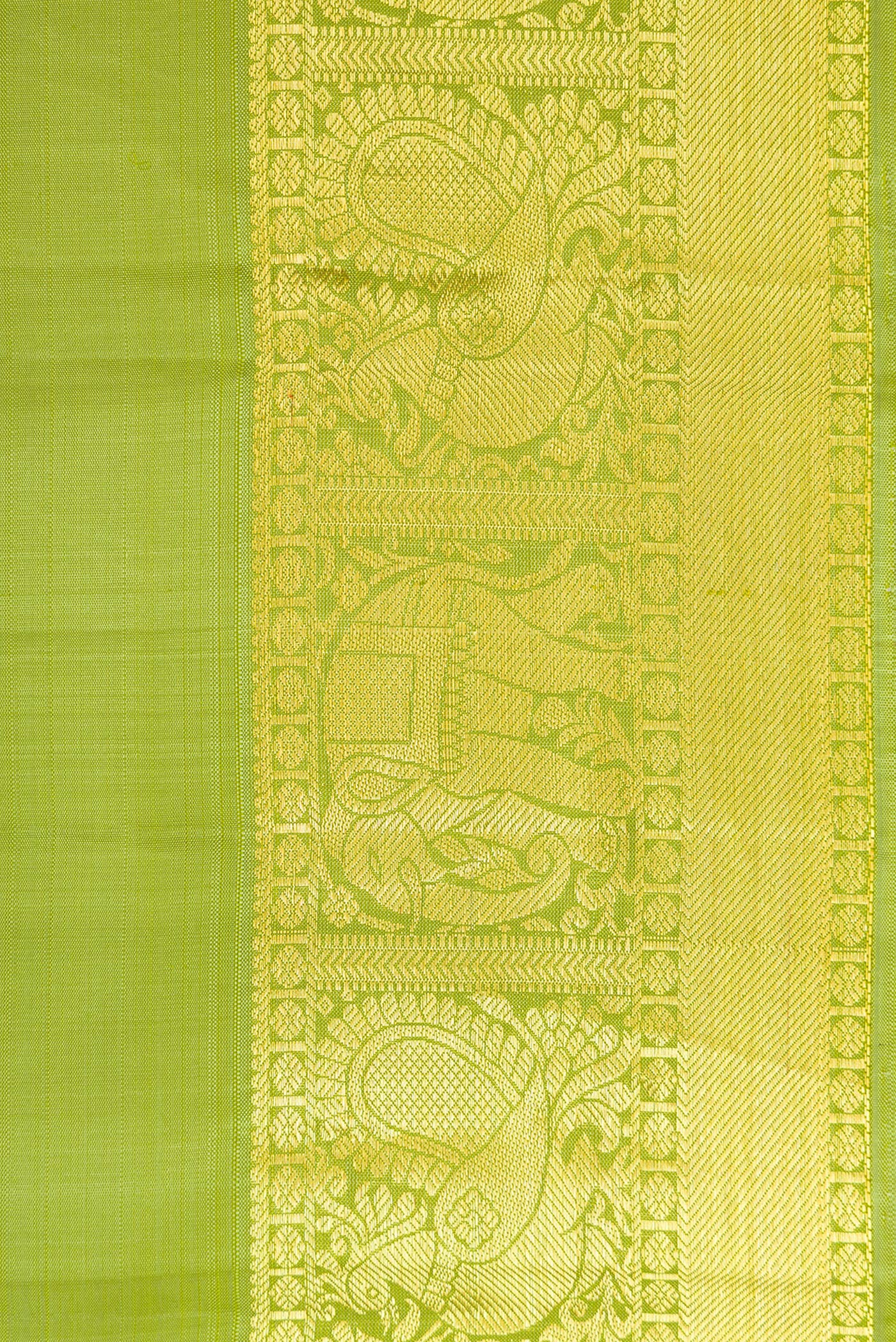 Border image of Green Dual Tone Kanjivaram Silk Saree with Zari Butta on the body and Zari Border. 