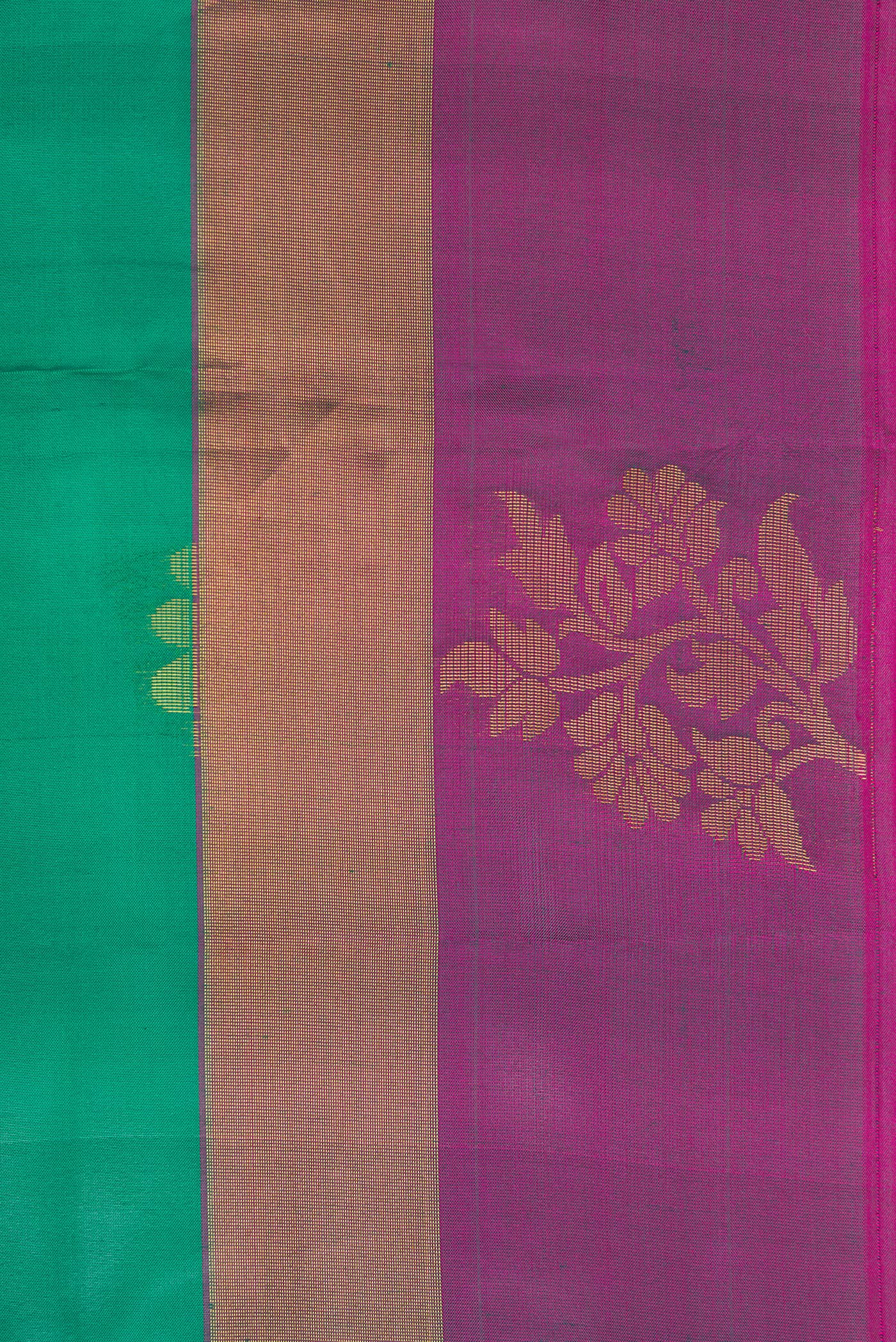 Border image of Green Dual Tone Soft Silk Saree with Zari Butta on the body and Fancy Border. 