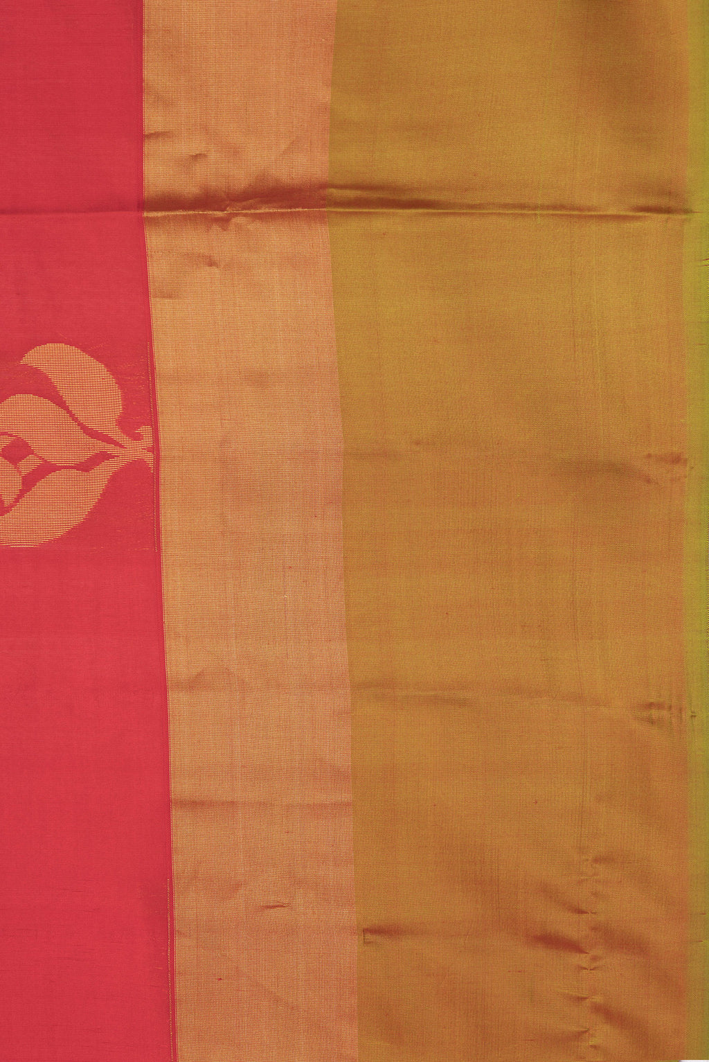 Border image of Red Dual Tone Soft Silk Saree with Zari Butta on the body and Zari Border. 