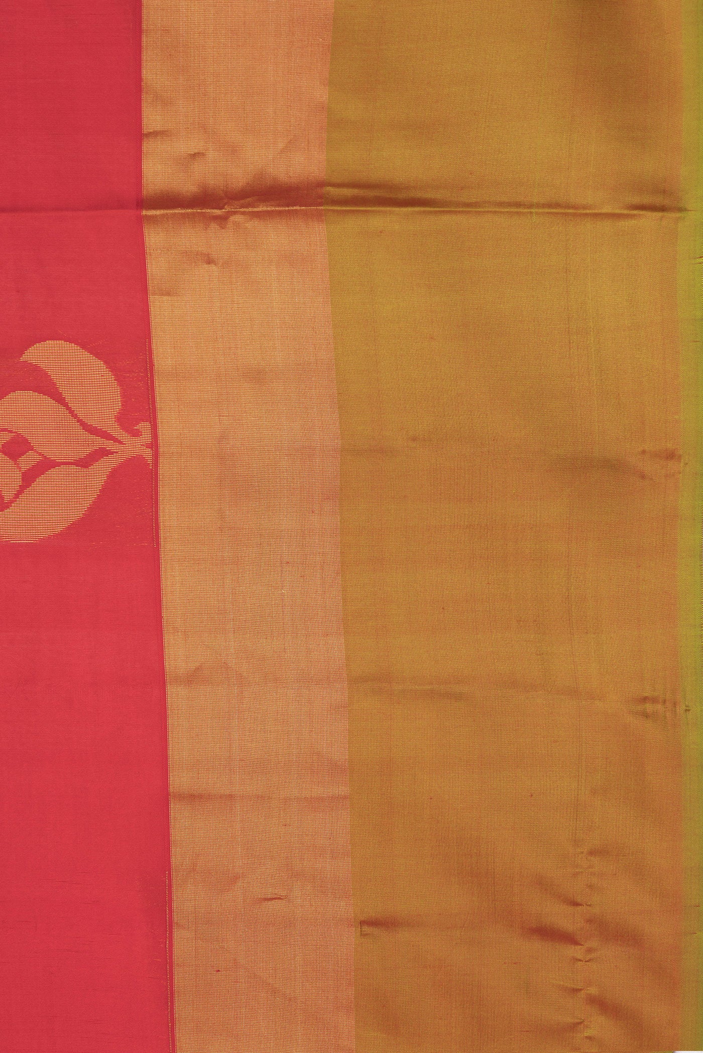 Border image of Red Dual Tone Soft Silk Saree with Zari Butta on the body and Zari Border. 