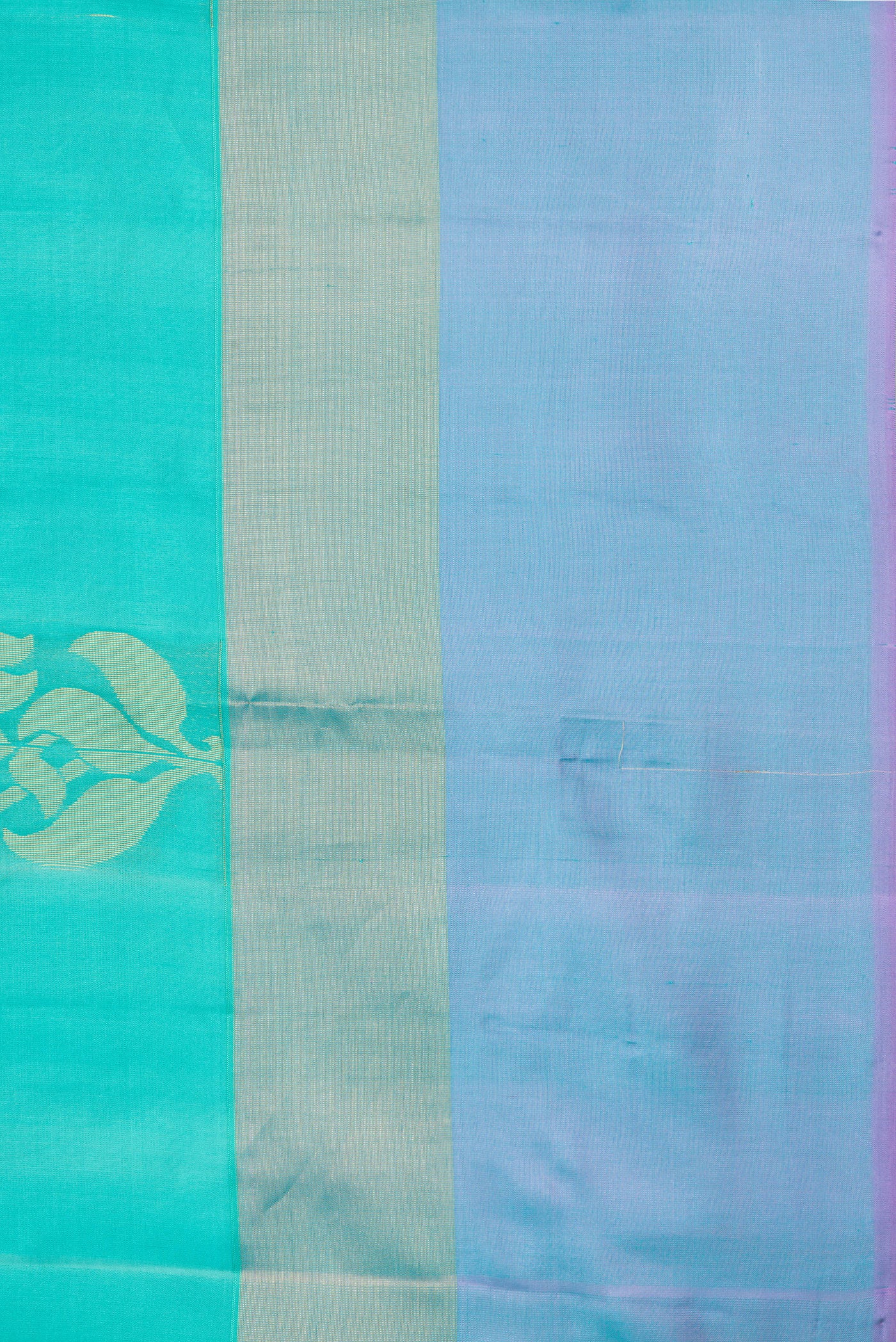 Border image of Sea Green Dual Tone Soft Silk Saree with Zari Butta on the body and Zari Border. 