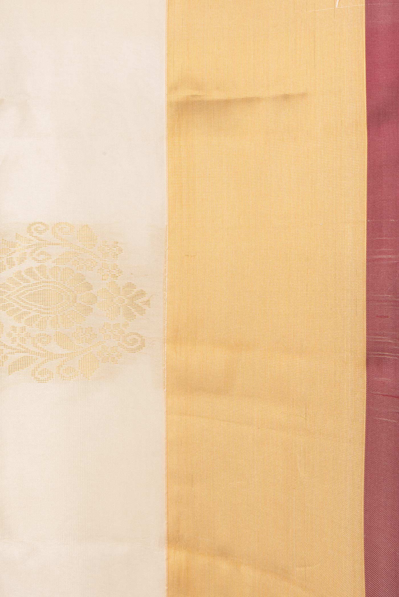Border image of Sandal Dual Tone Soft Silk Saree with Zari Butta on the body and Zari Border. 