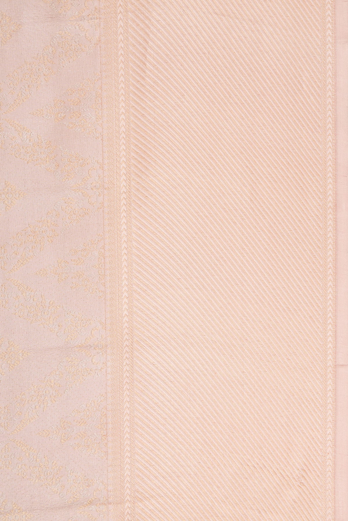 Border image of Rose Gold Dual Tone Kanchipuram Silk Saree with Zari Brocade on the body and Zari Border. 