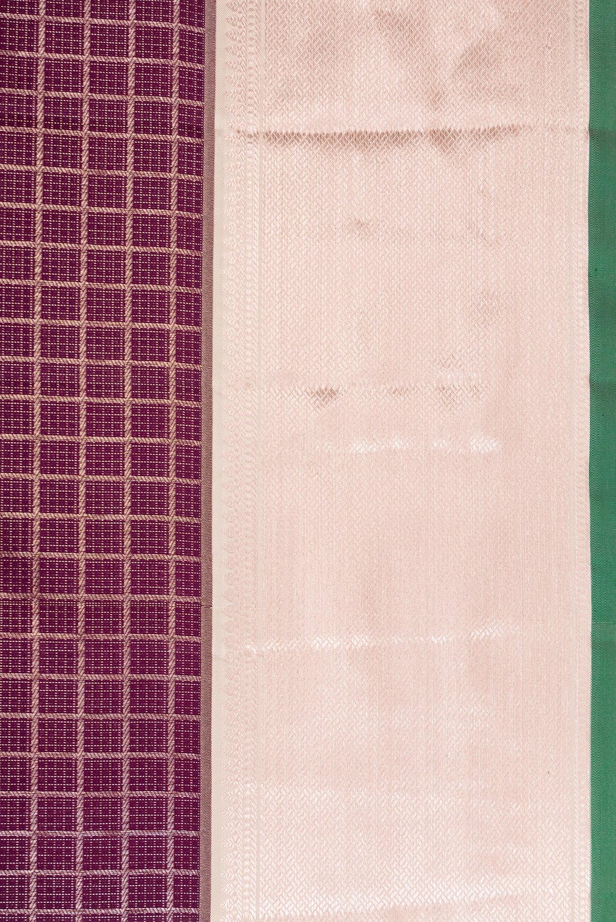 Border image of Burgundy Dual Tone Kanchipuram Silk Saree with Zari Brocade on the body and Zari Border. 