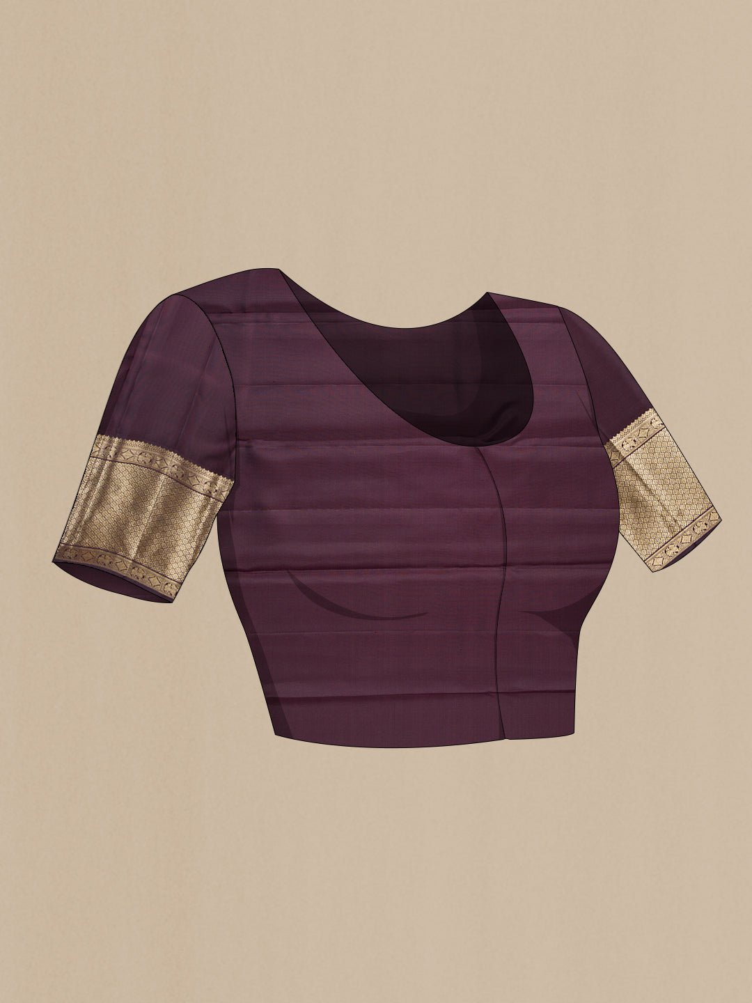 Close up image of the blouse of Pink Dual Tone Kanchipuram Silk Saree with Checked design on the body and Zari Border. 