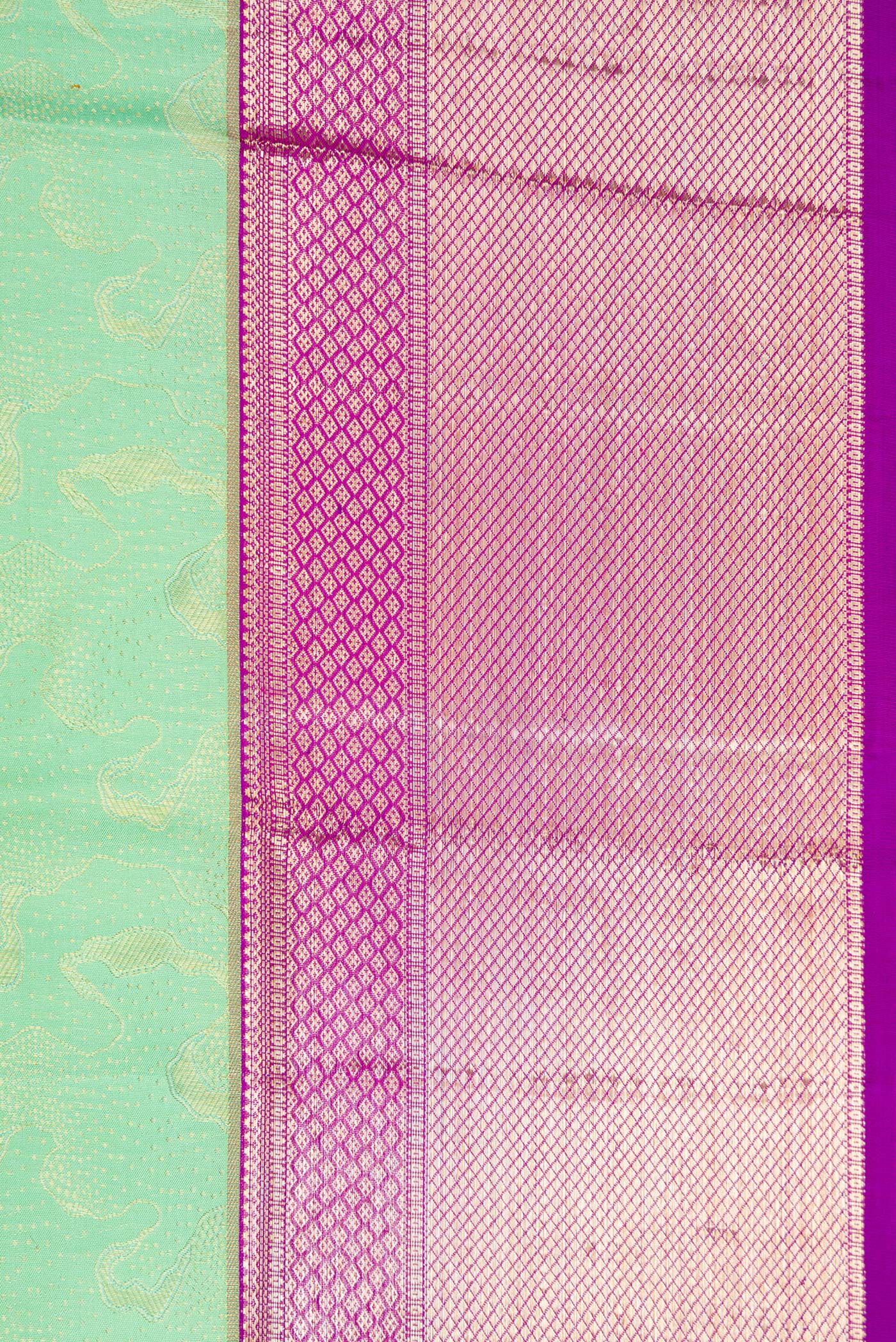 Border image of Sea Green Dual Tone Kanchipuram Silk Saree with Zari Brocade on the body and Zari Border. 