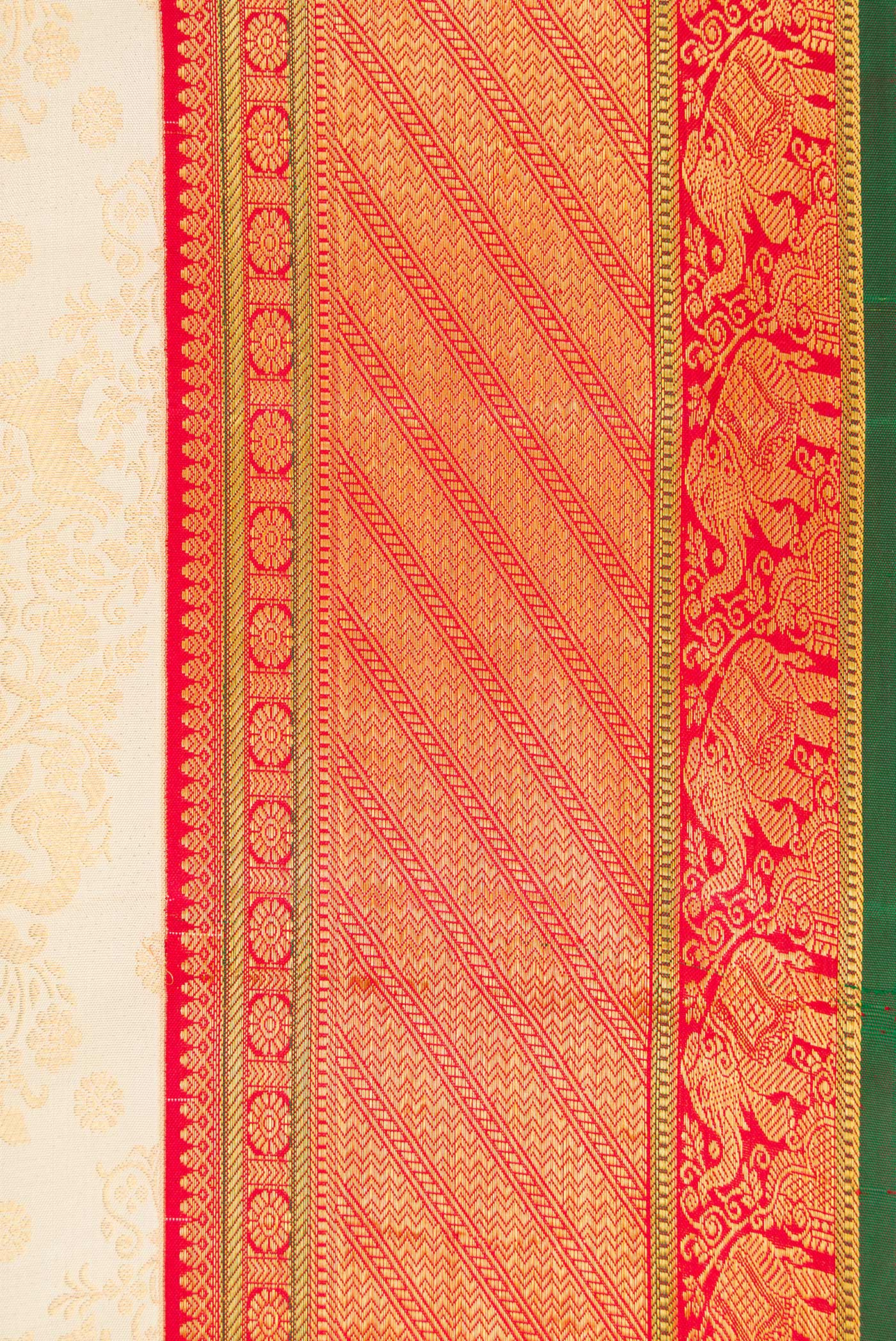 Border image of Off White Dual Tone Kanjivaram Silk Saree with Zari Brocade on the body and Zari Border. 