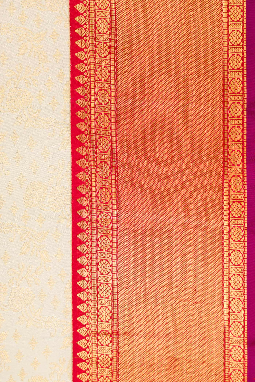 Border image of Off White Dual Tone Kanjivaram Silk Saree with Zari Brocade on the body and Zari Border. 