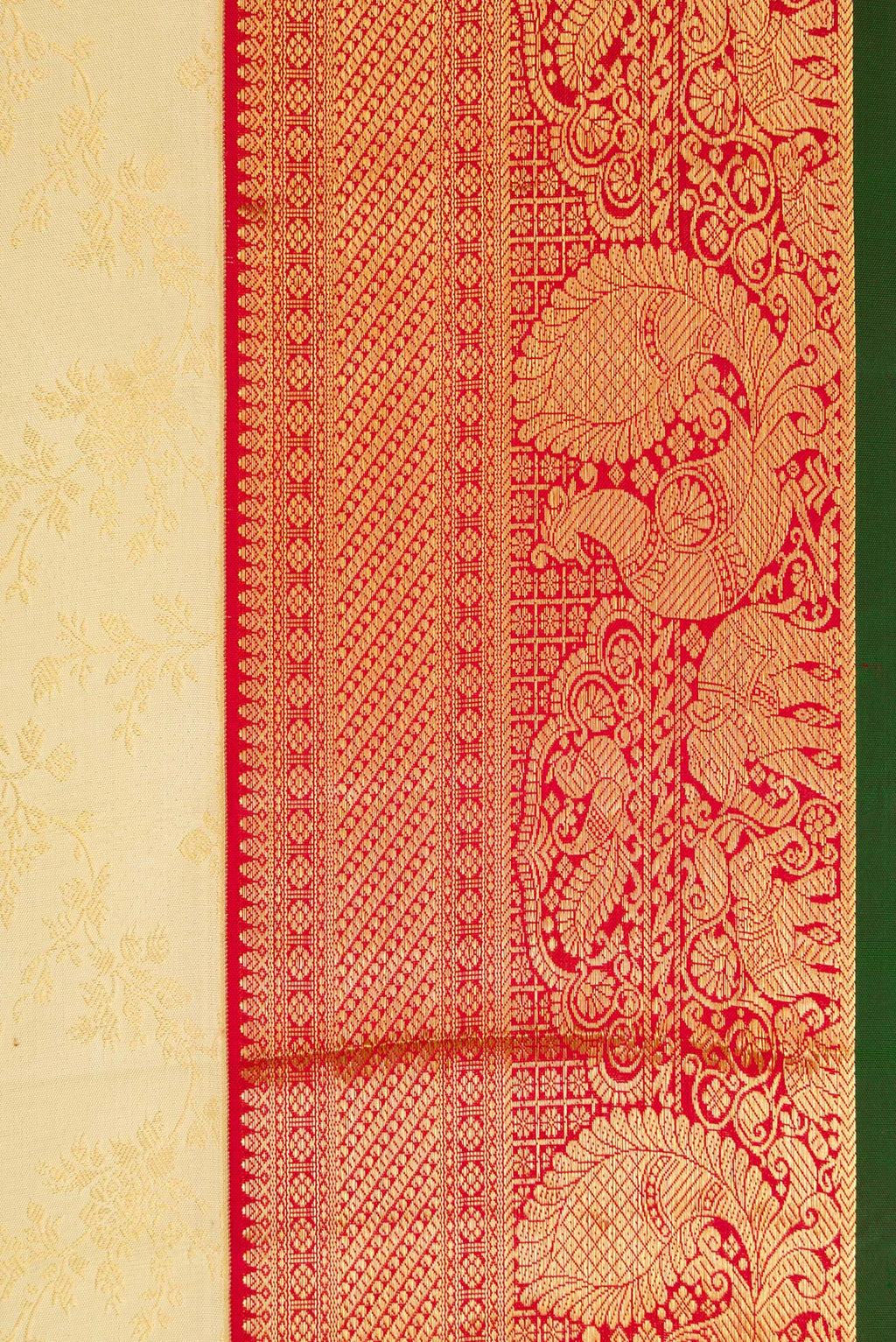 Border image of Sandal Dual Tone Kanjivaram Silk Saree with Zari Brocade on the body and Zari Border. 