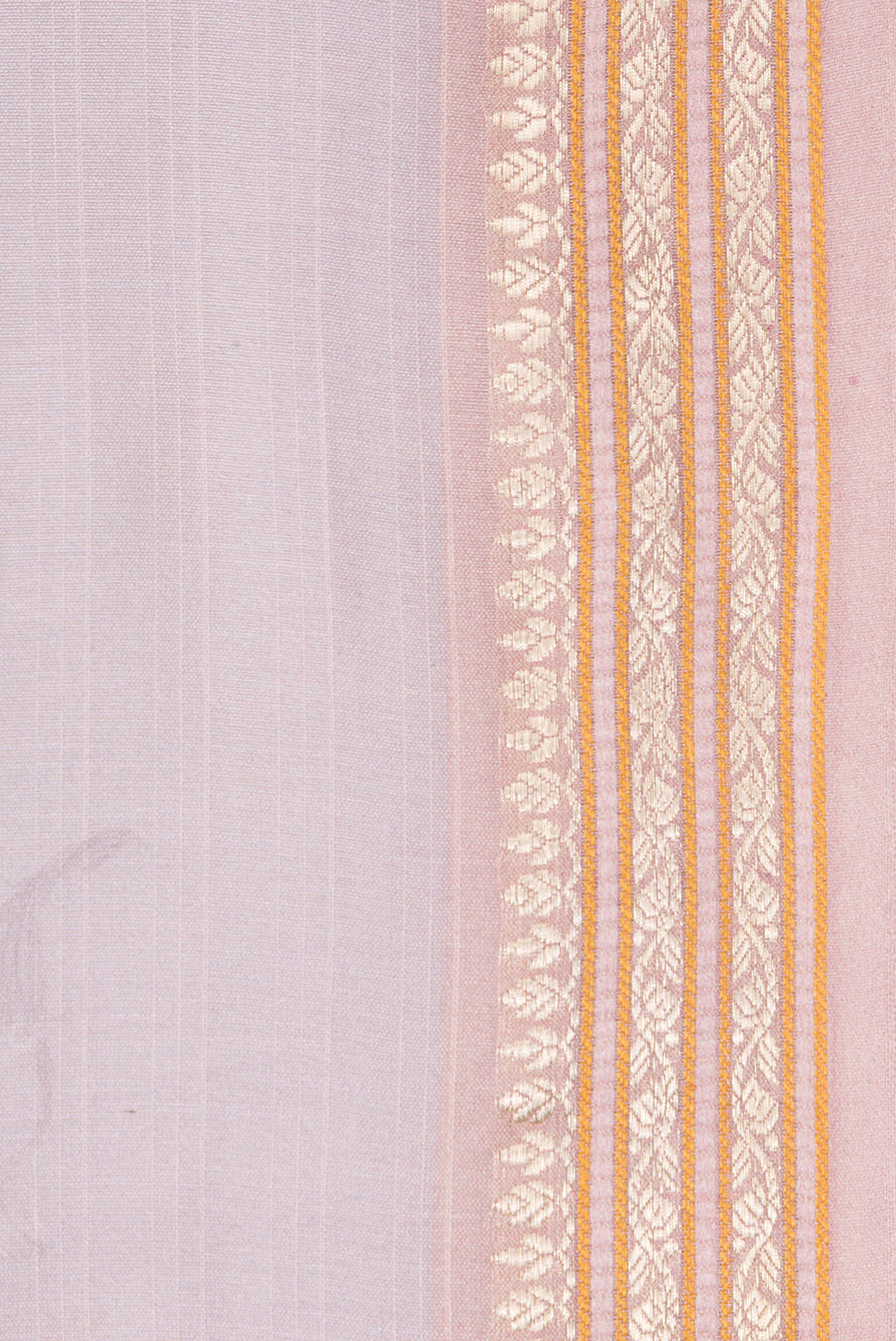 Border image of Pure Silk Lavender Dual Tone Chanderi Saree with Printed design on the body and Zari And Thread Border. 
