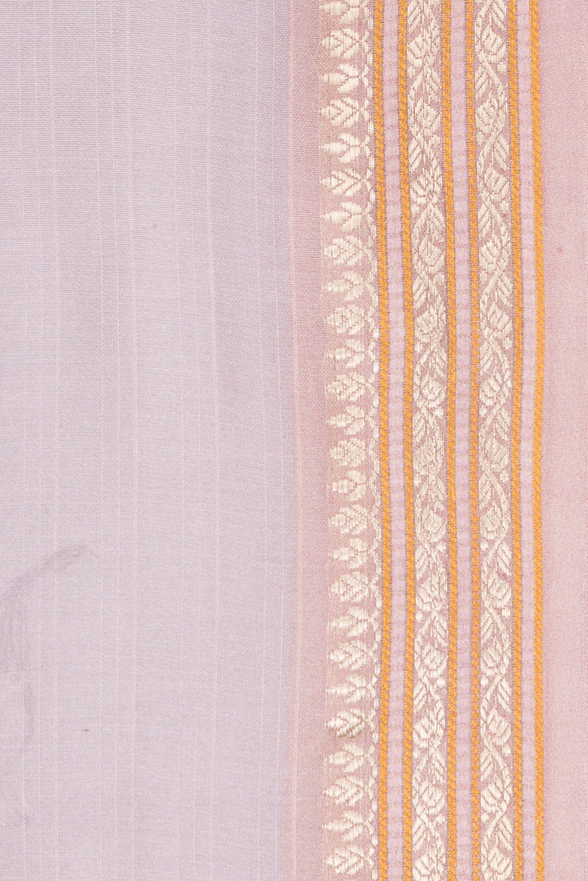 Border image of Pure Silk Lavender Dual Tone Chanderi Saree with Printed design on the body and Zari And Thread Border. 