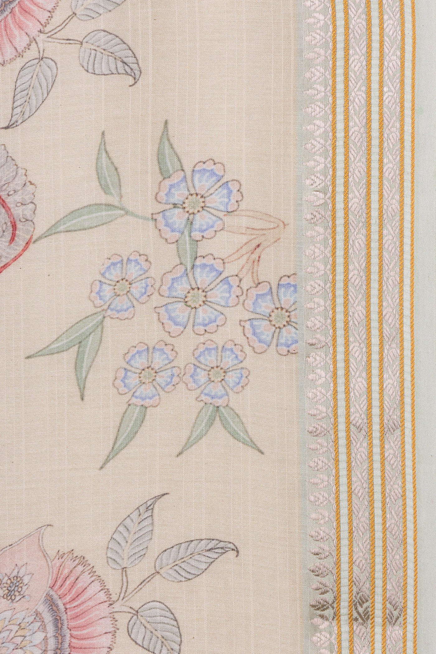 Border image of Sandal Dual Tone Chanderi Silk Saree with Printed design on the body and Zari Border. 