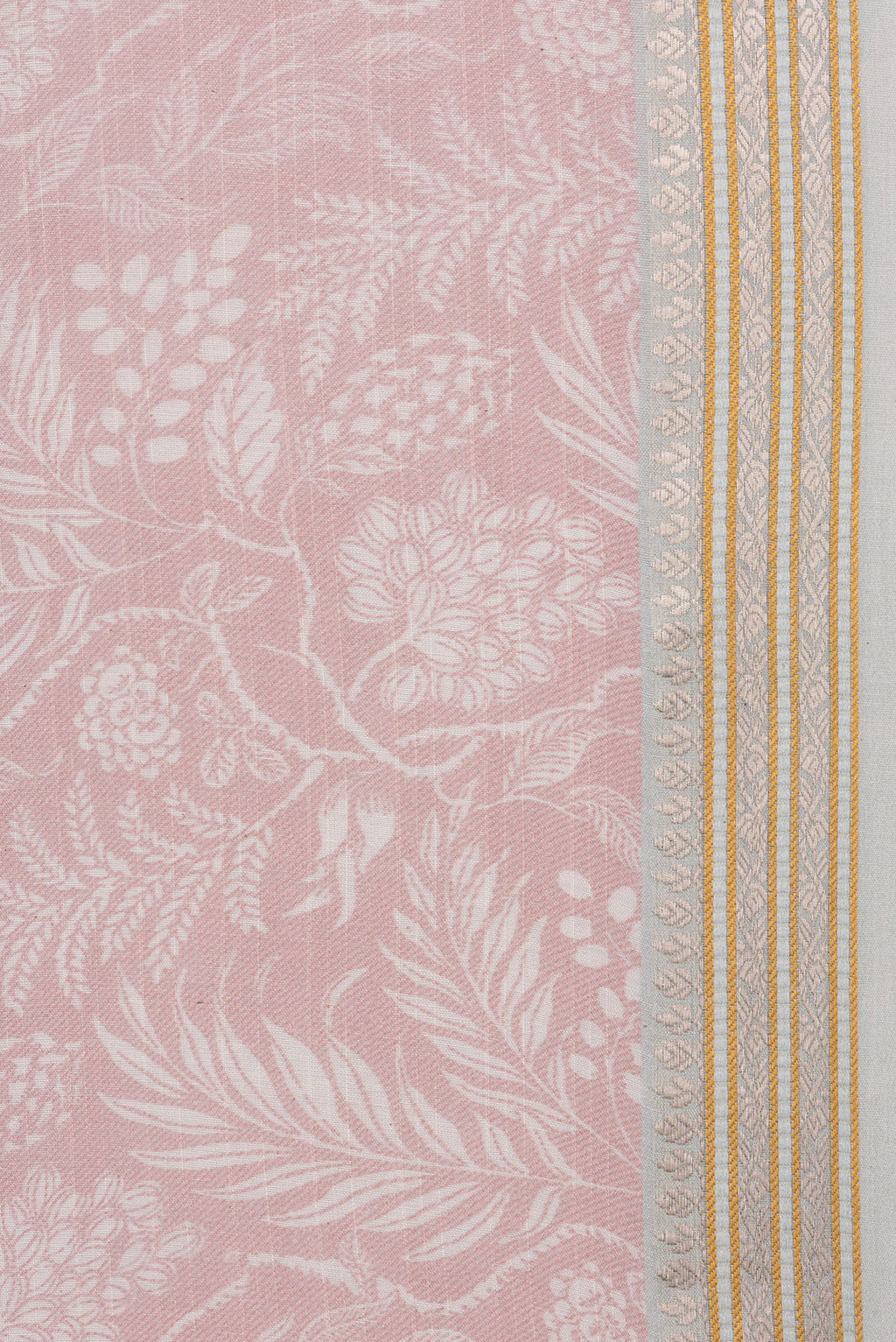 Border image of Rose Gold Dual Tone Chanderi Silk Saree with Printed design on the body and Zari Border. 