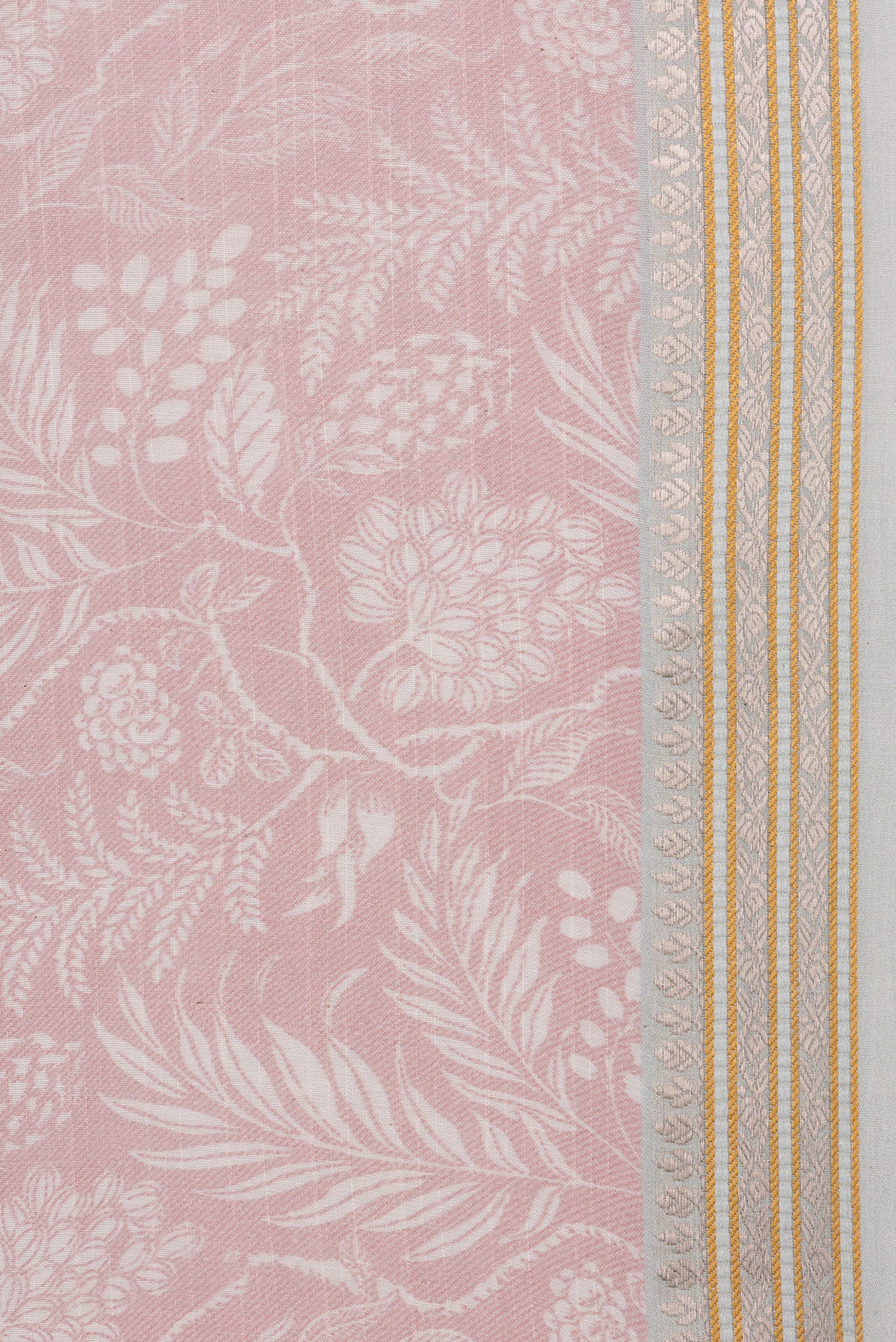 Border image of Rose Gold Dual Tone Chanderi Silk Saree with Printed design on the body and Zari Border. 