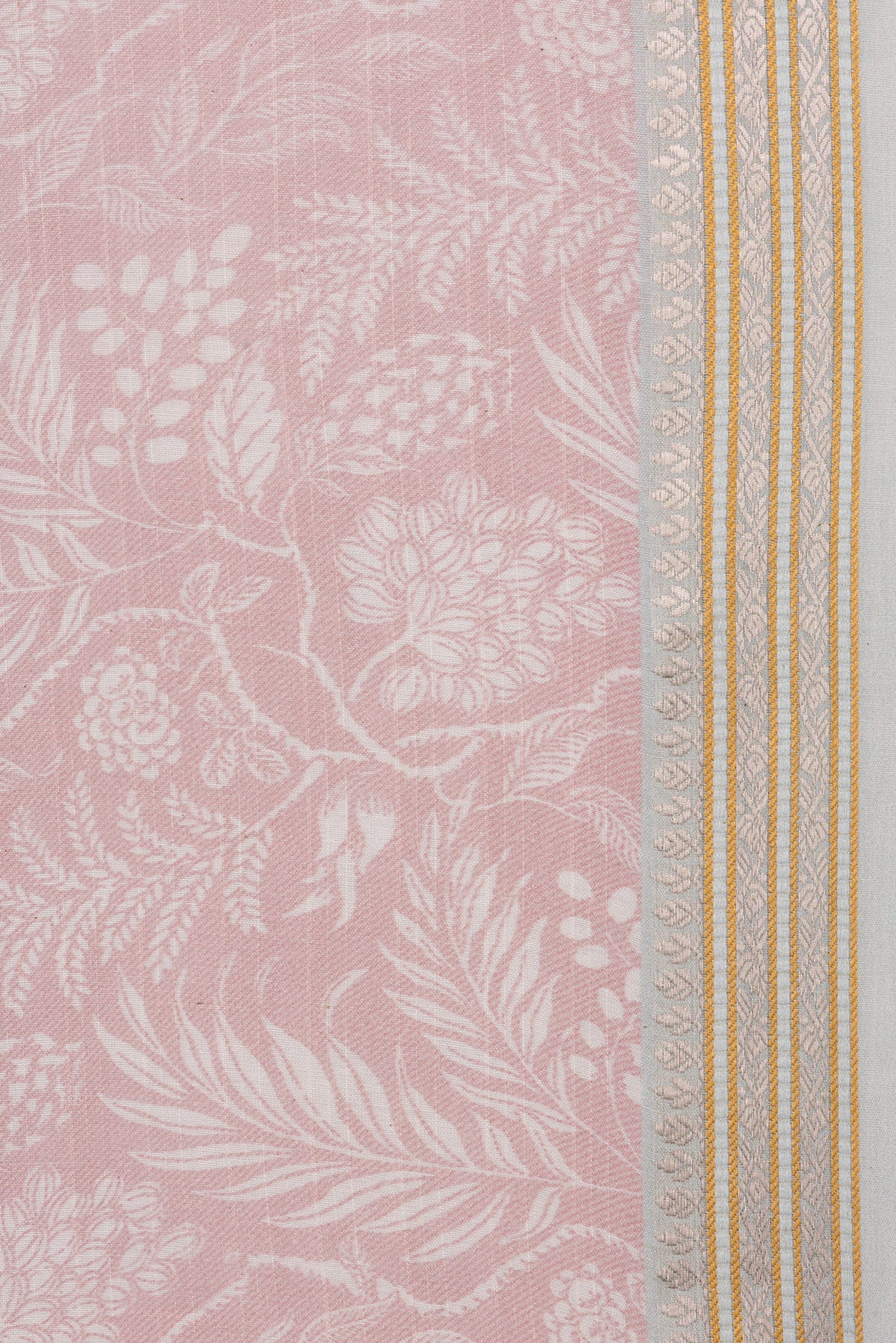 Border image of Rose Gold Dual Tone Chanderi Silk Saree with Printed design on the body and Zari Border. 