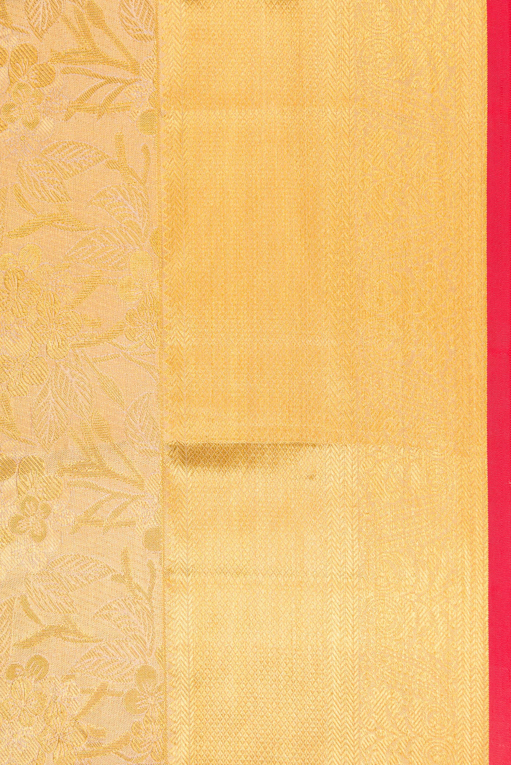 Border image of Gold Dual Tone Kanchipuram Tissue Silk Saree with Zari Brocade on the body and Zari Border. 