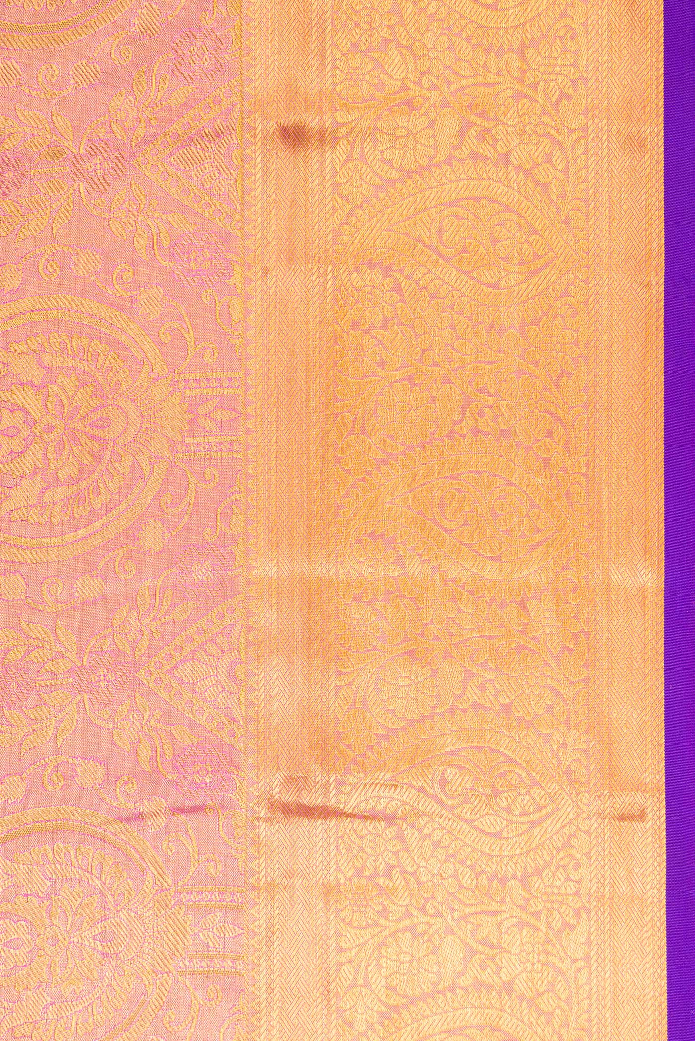 Border image of Pink Dual Tone Kanchipuram Tissue Silk Saree with Zari Brocade on the body and Zari Border. 