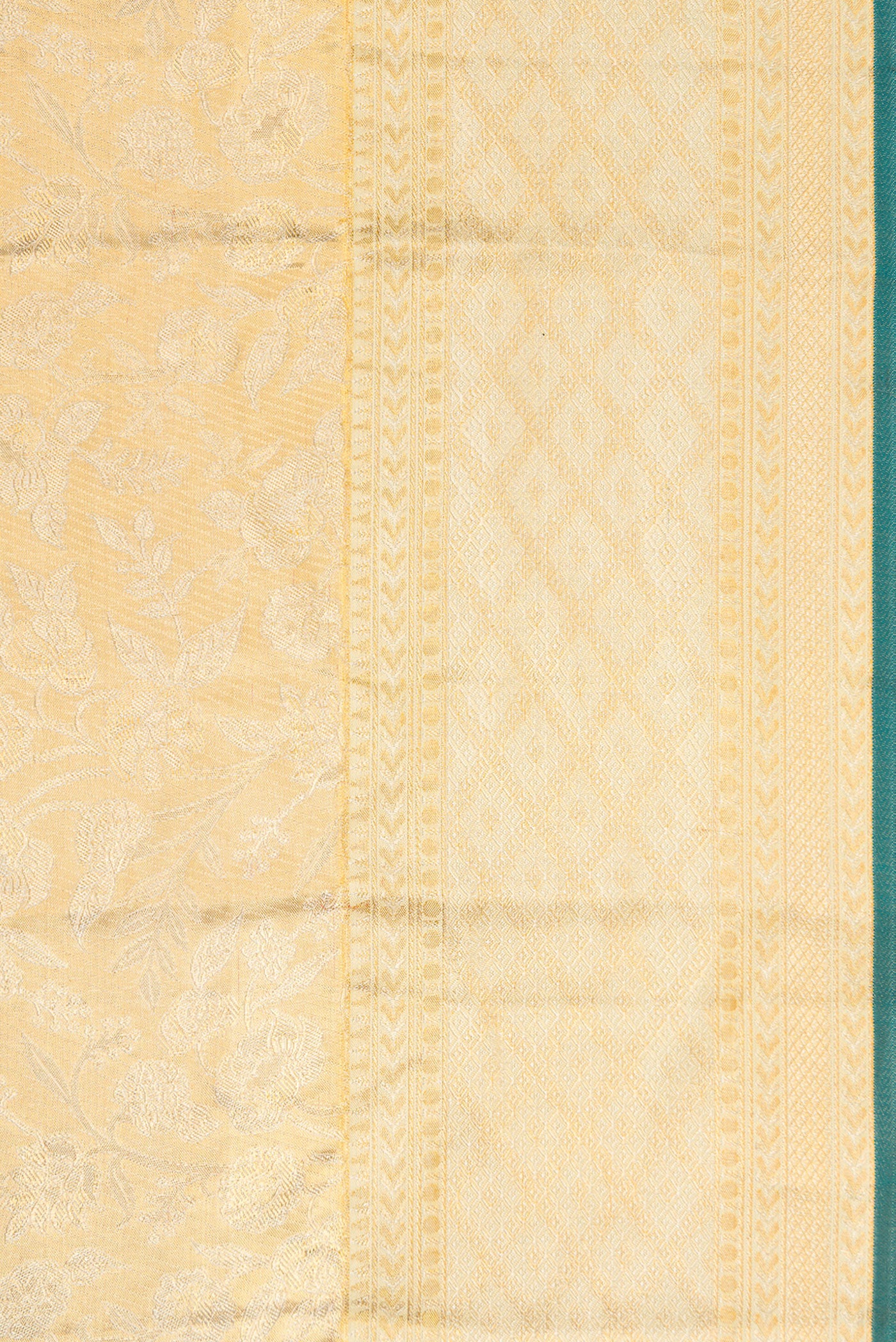 Border image of Gold Dual Tone Kanjivaram Tissue Silk Saree with Zari Butta on the body and Zari Border. 