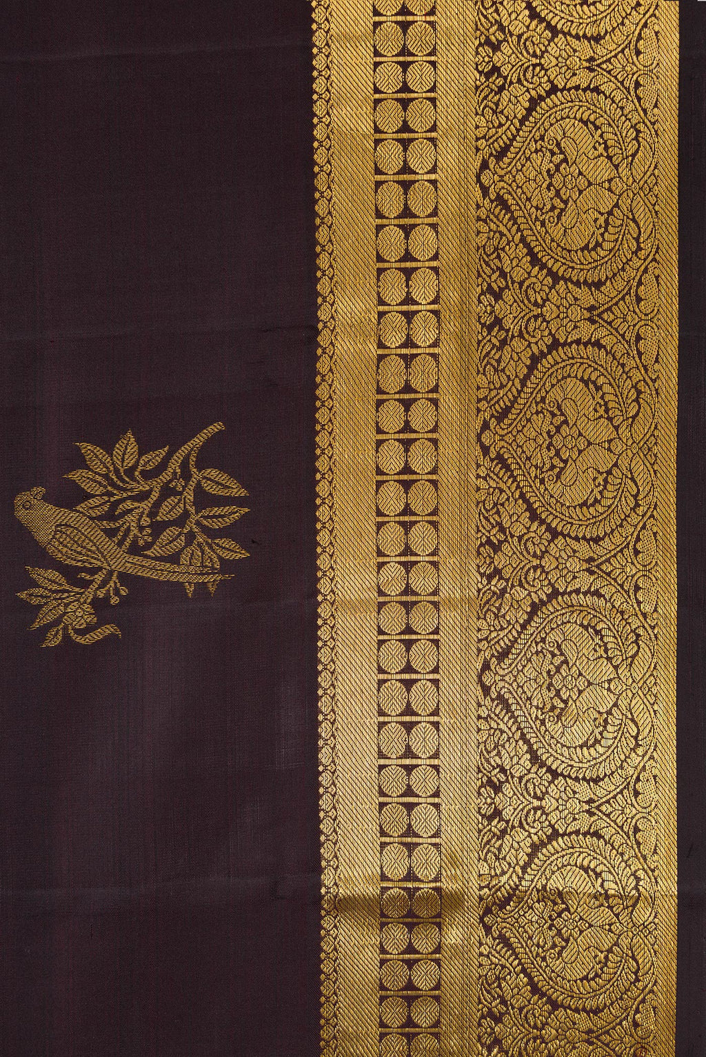 Border image of Coffee Brown Dual Tone Kanjivaram Silk Saree with Zari Butta on the body and Zari Border. 