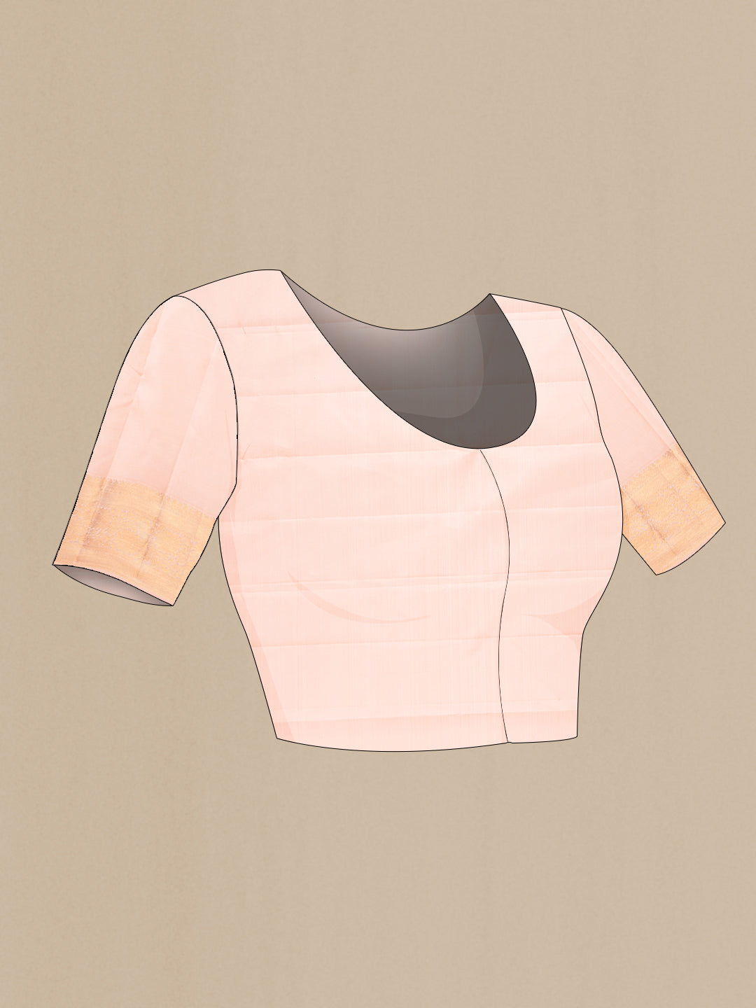 Close up image of the blouse of Pink Dual Tone Kanjivaram Silk Saree with Zari Butta on the body and Zari Border. 