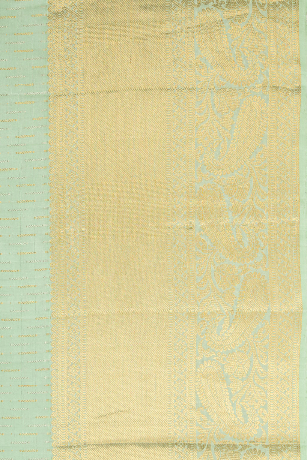 Border image of Pista Green Dual Tone Kanjivaram Silk Saree with Zari Brocade on the body and Zari Border. 