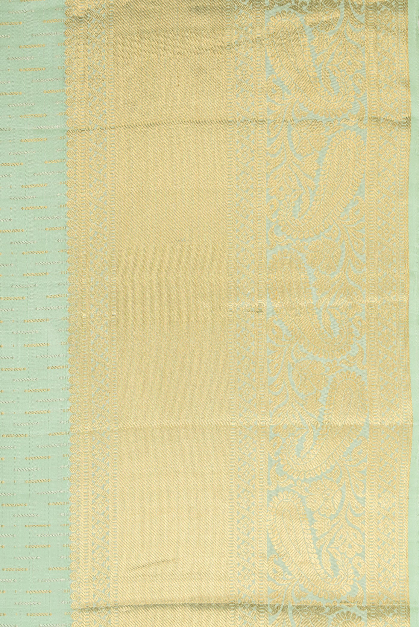 Border image of Pista Green Dual Tone Kanjivaram Silk Saree with Zari Brocade on the body and Zari Border. 