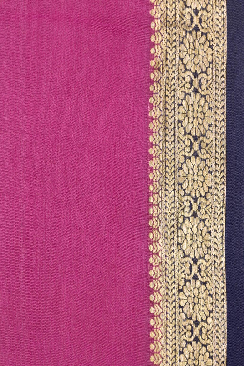 Border image of Magenta Dual Tone Mysore Silk Saree with Plain Body and Zari Border. 