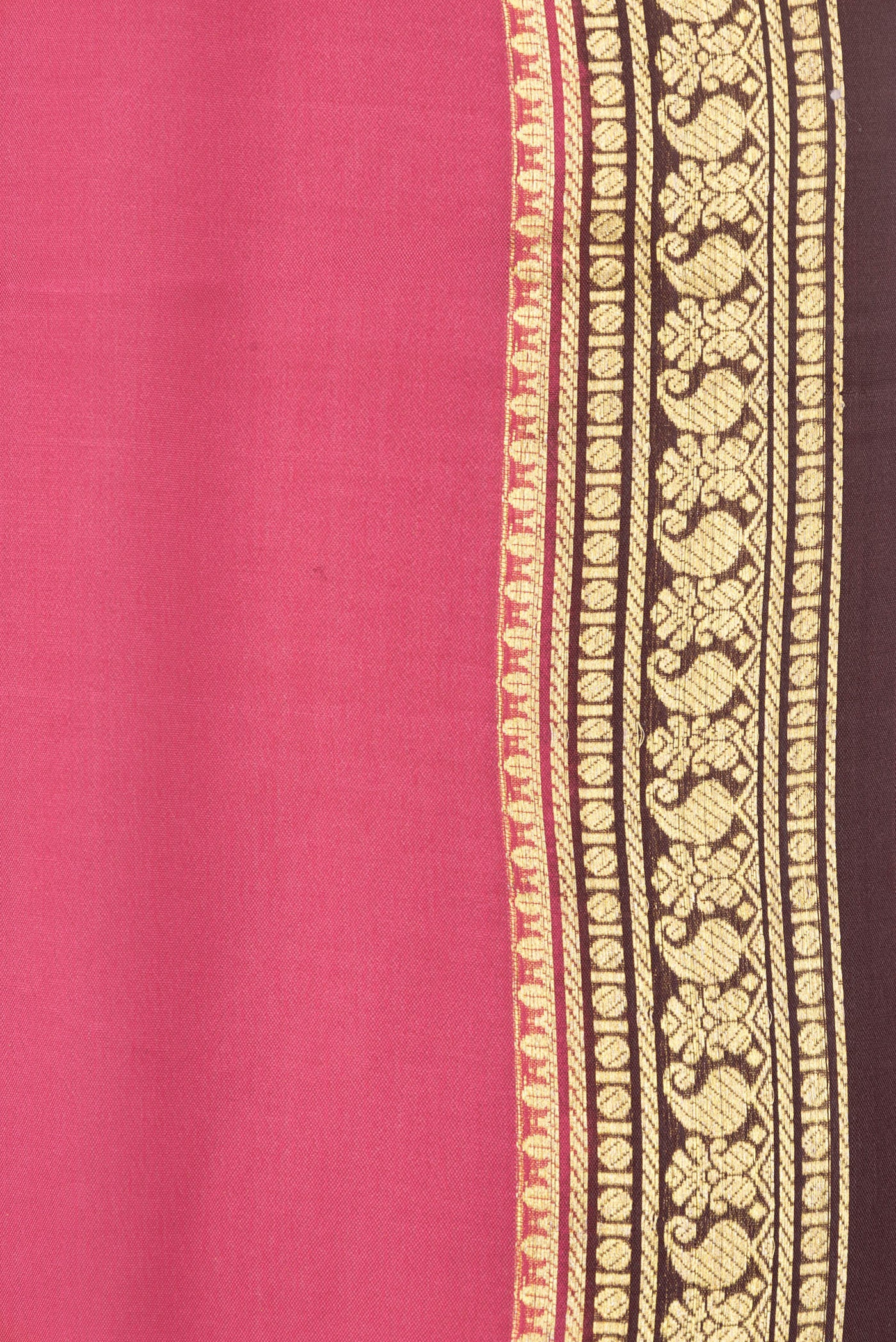 Border image of Pink Dual Tone Mysore Silk Saree with Plain Body and Zari Border. 