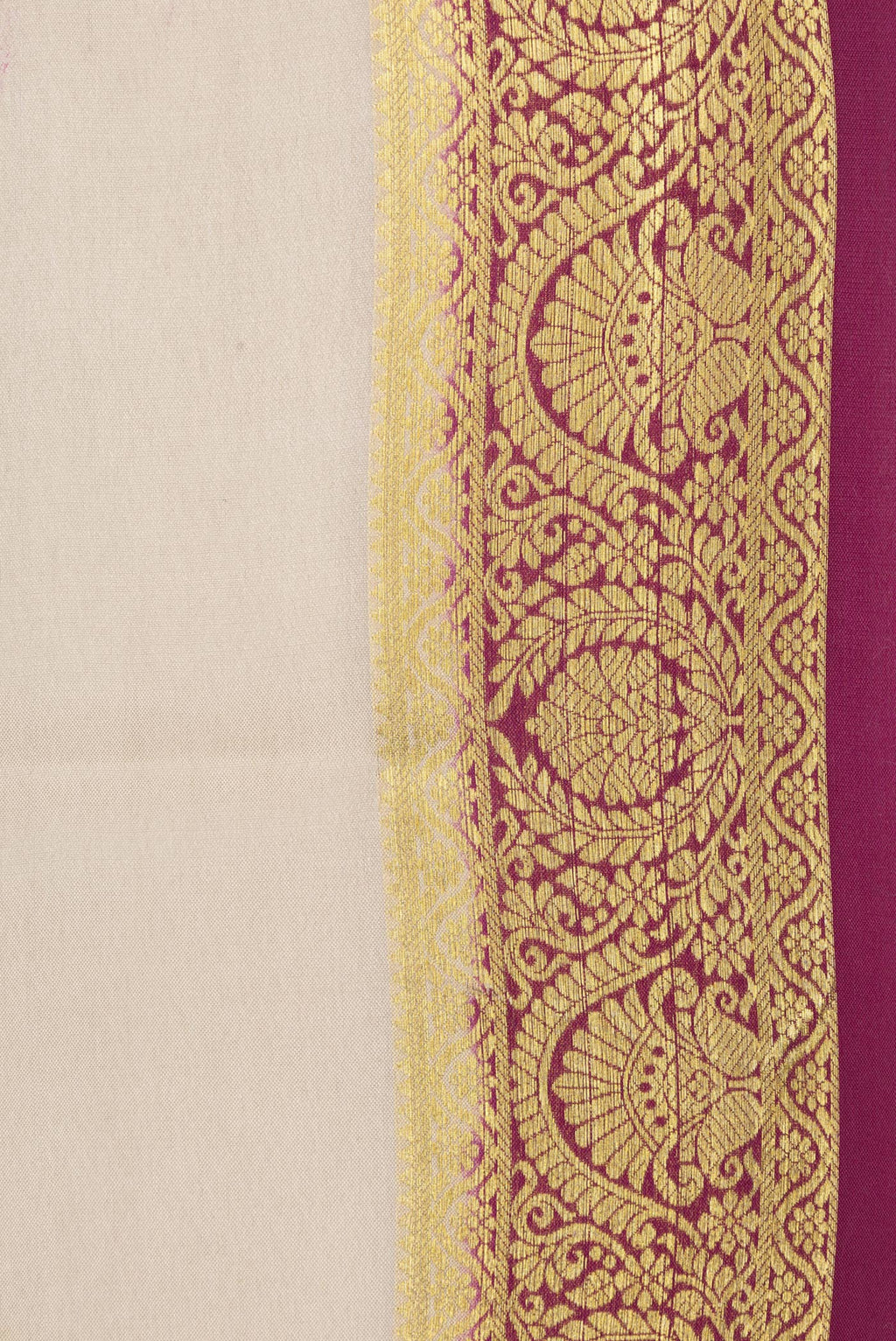 Border image of Off White Dual Tone Mysore Silk Saree with Zari Butta on the body and Zari Border. 