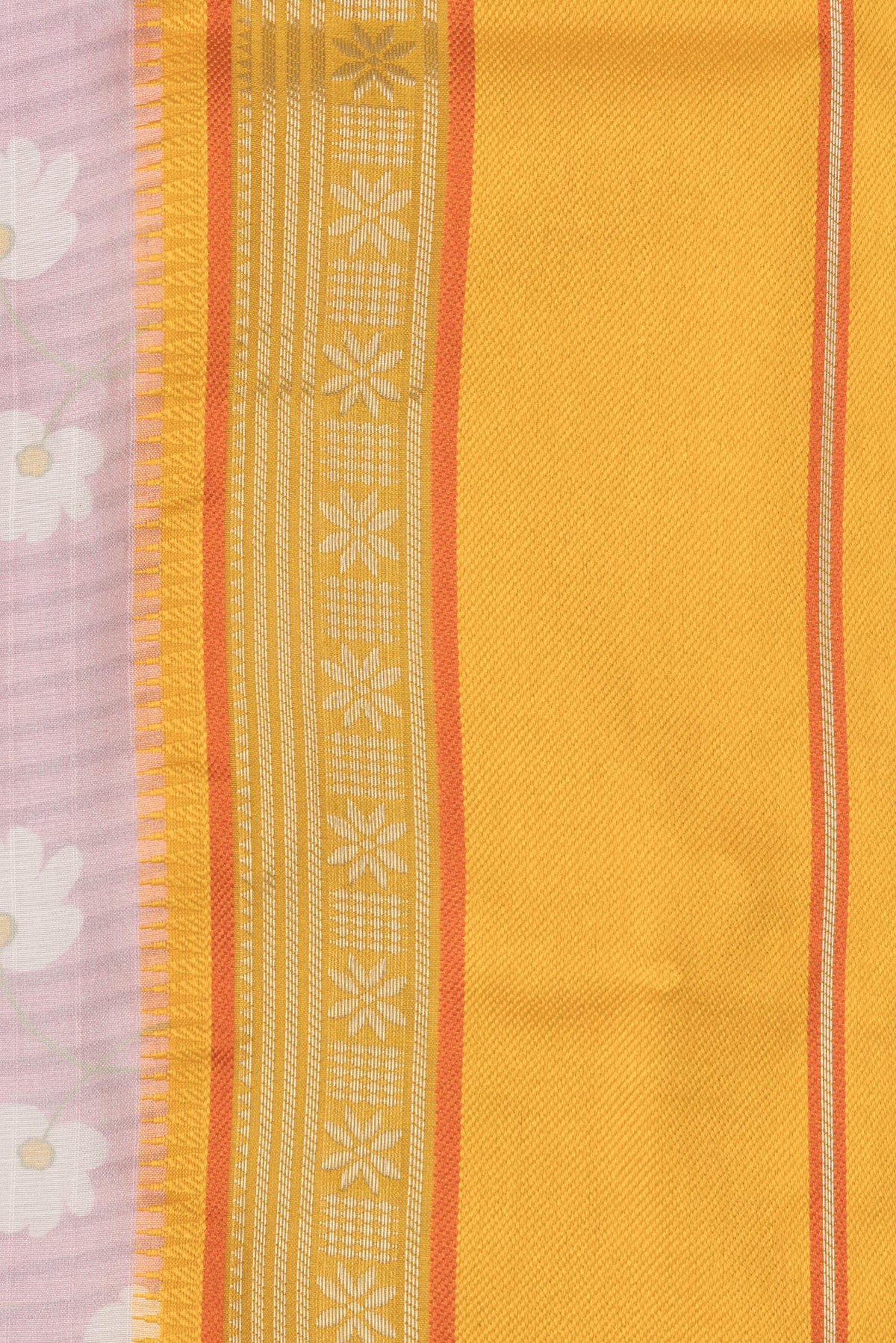 Border image of Pure Silk Pink Dual Tone Chanderi Saree with Printed design on the body and Zari And Thread Border. 