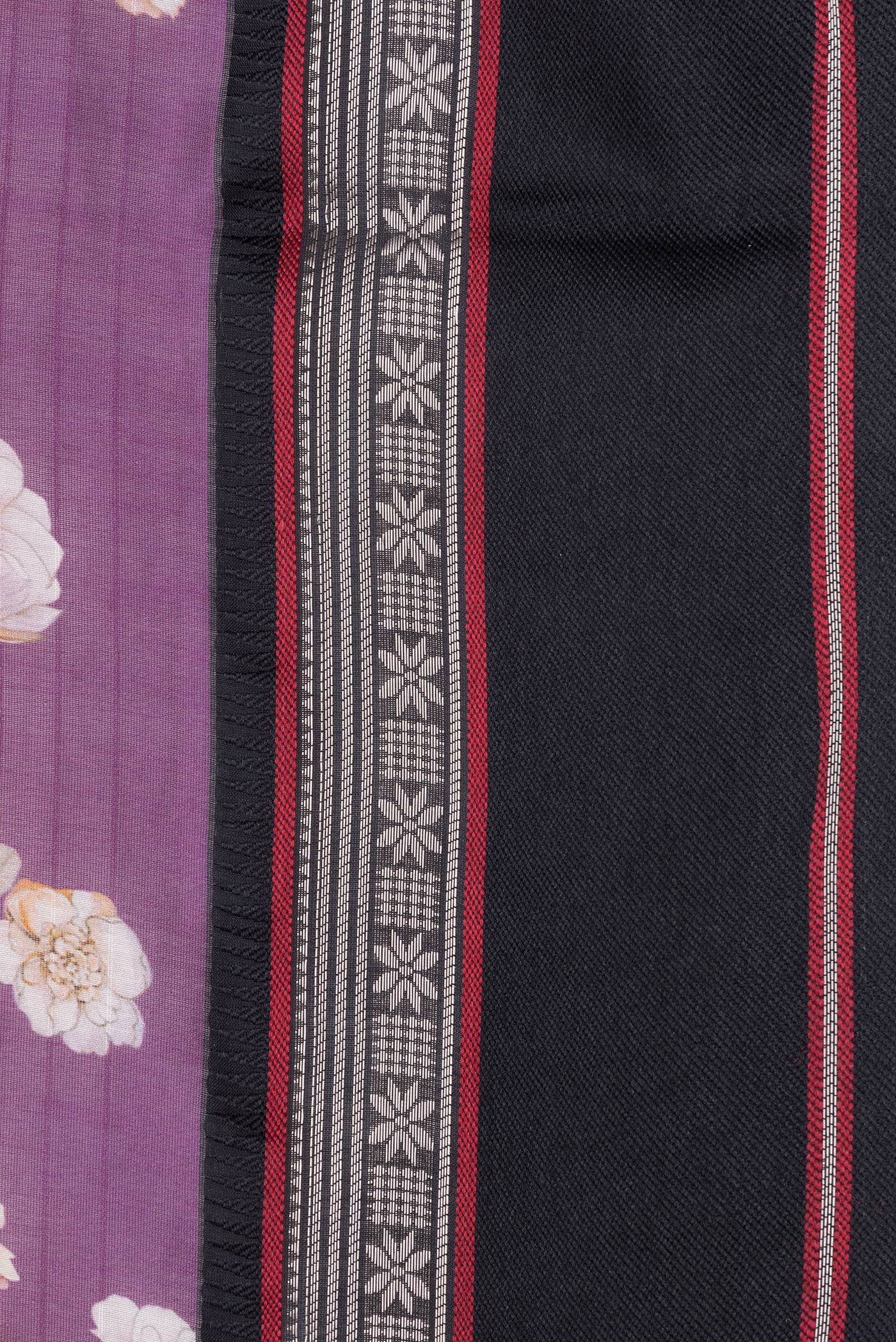 Border image of Purple Dual Tone Chanderi Silk Saree with Printed design on the body and Zari Border. 