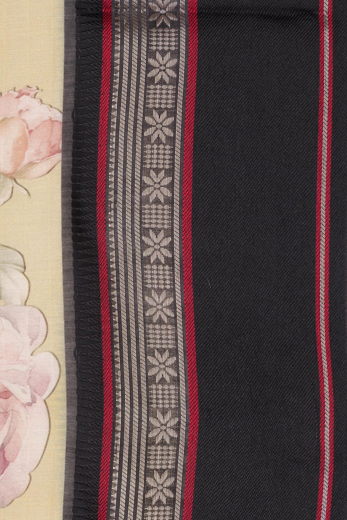 Border image of Pure Silk Beige Dual Tone Chanderi Saree with Printed design on the body and Zari And Thread Border. 