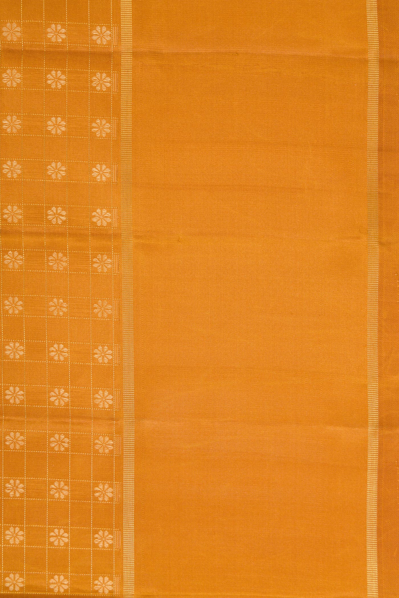 Border image of Mustard Dual Tone Kanchipuram Silk Saree with Zari Butta on the body and Zari Border. 
