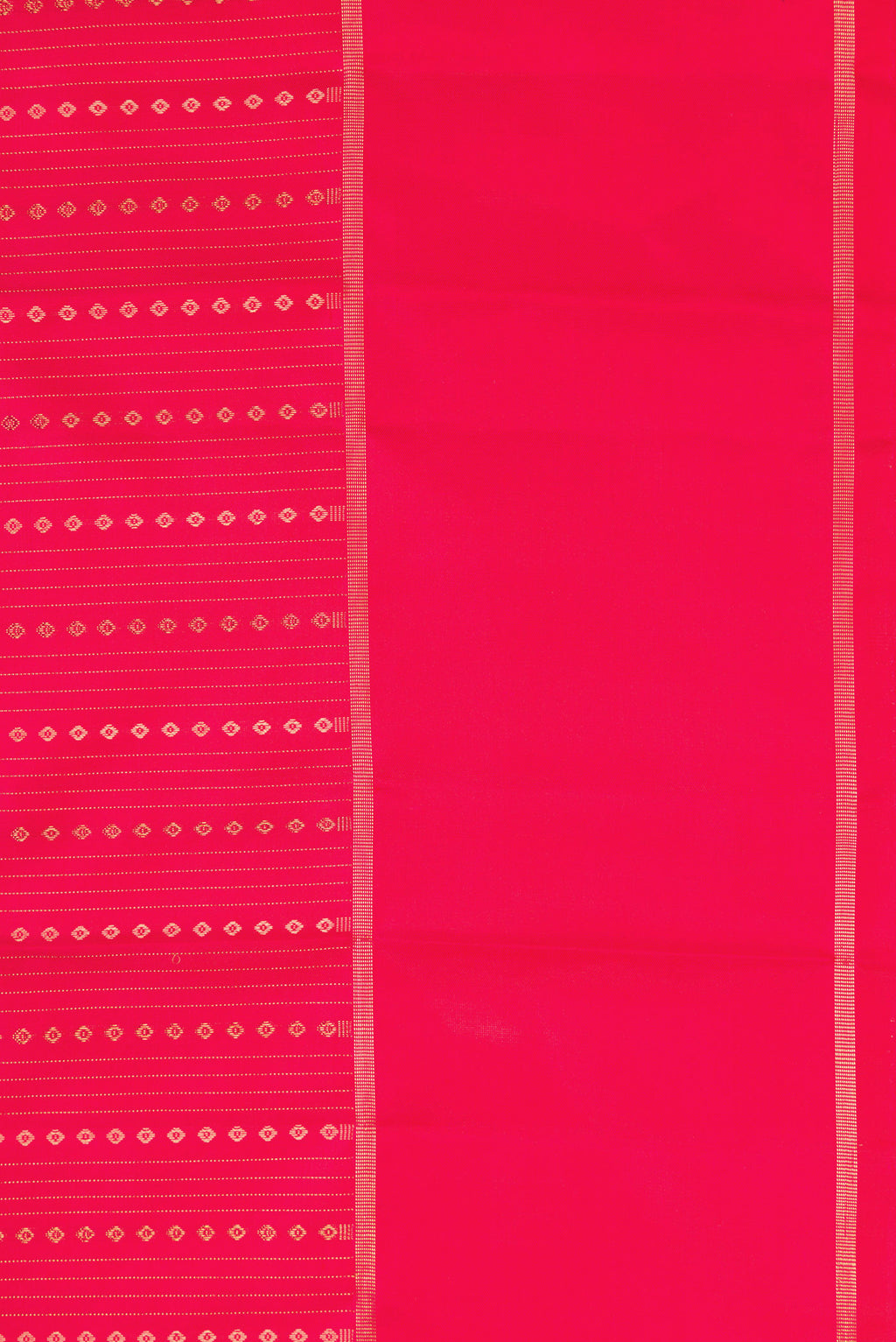 Border image of Pink Dual Tone Kanchipuram Silk Saree with Stripes on the body and Zari Border. 