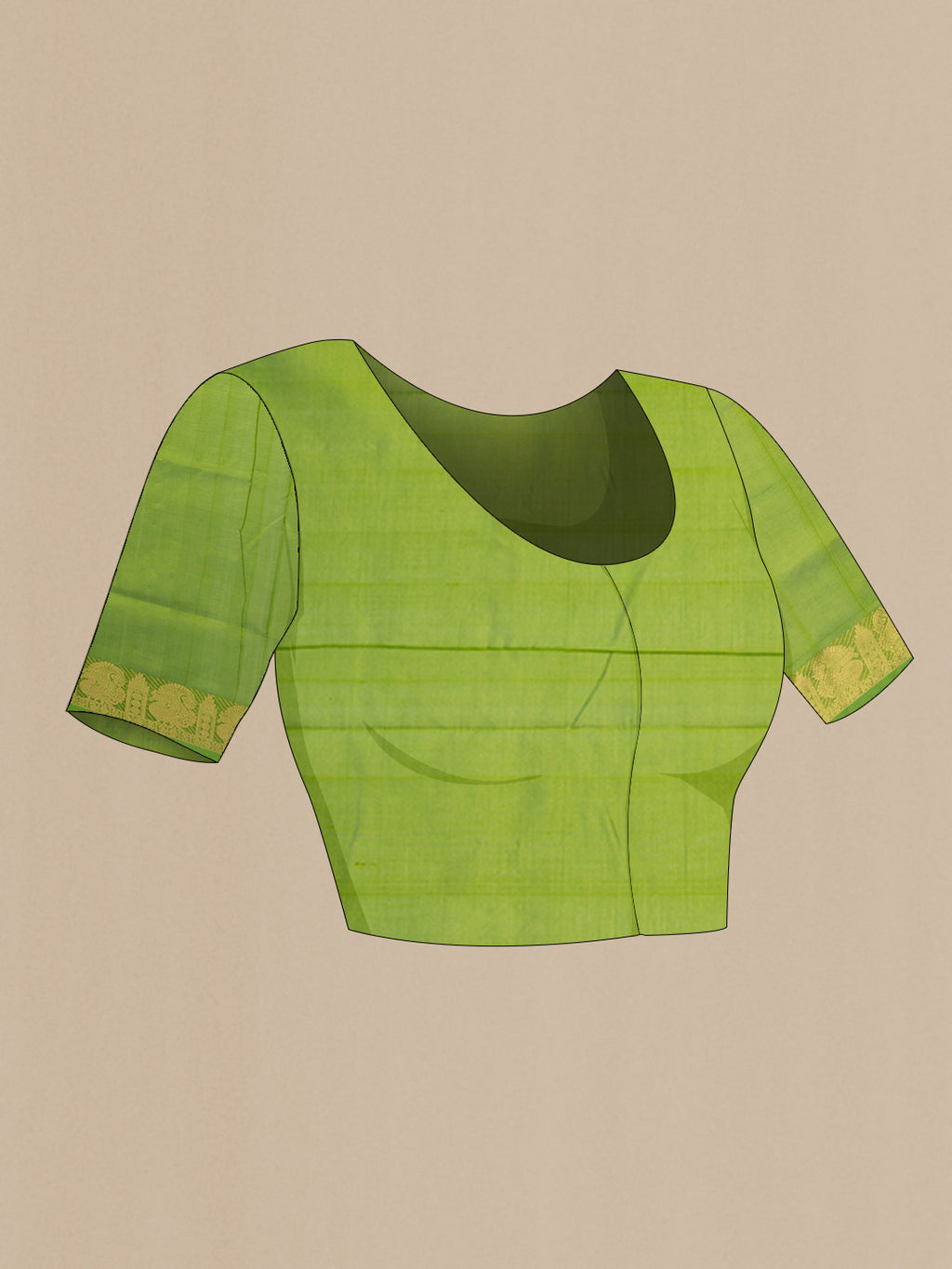 Close up image of the blouse of Sky Blue Silk Cotton Saree with Zari Butta on the body and Zari Border. 