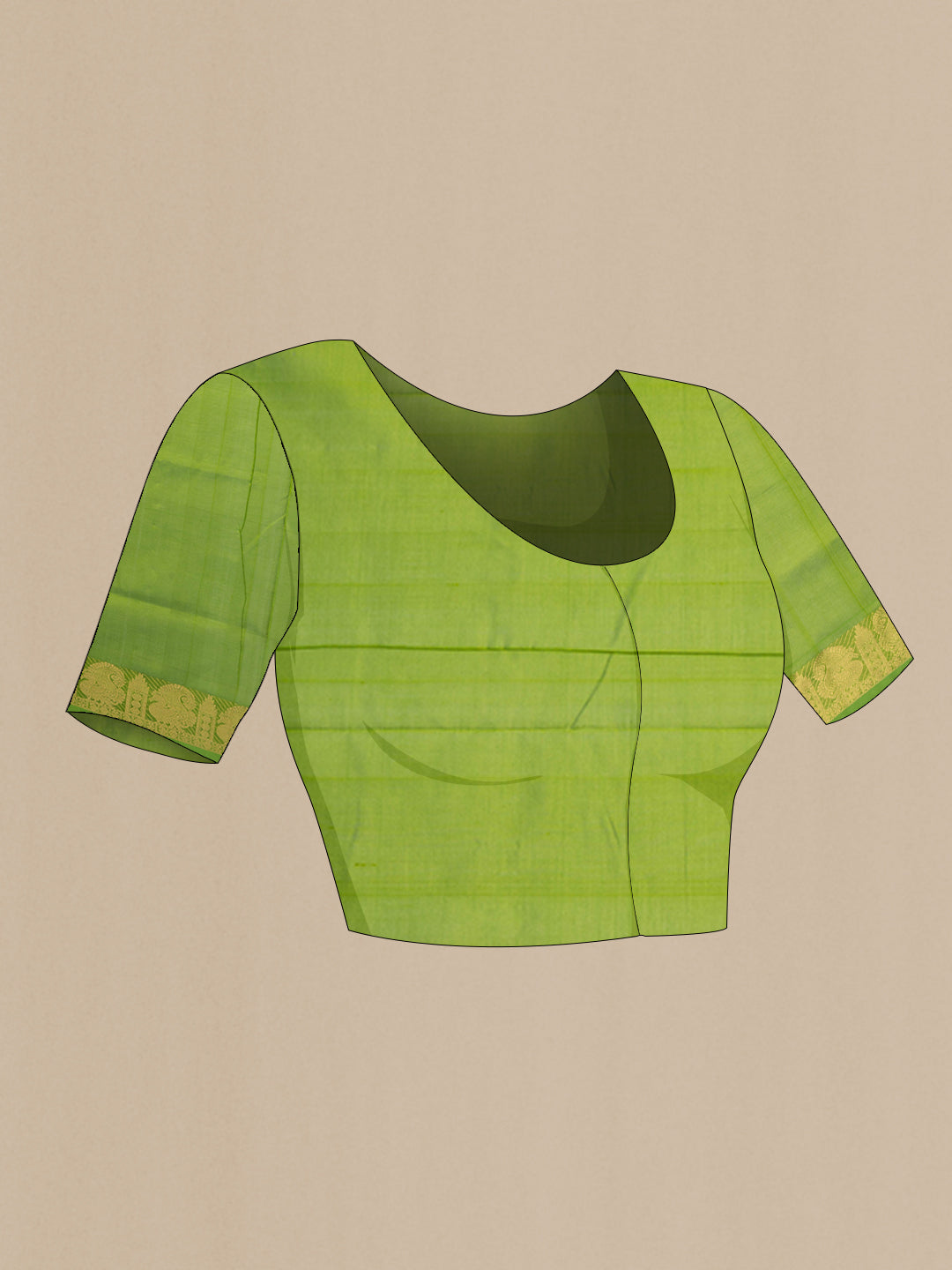 Close up image of the blouse of Sky Blue Silk Cotton Saree with Zari Butta on the body and Zari Border. 