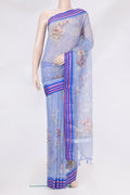 Lilac Kota Silk Saree with Printed design on the body and Thread Border.  displayed on a mannequin
