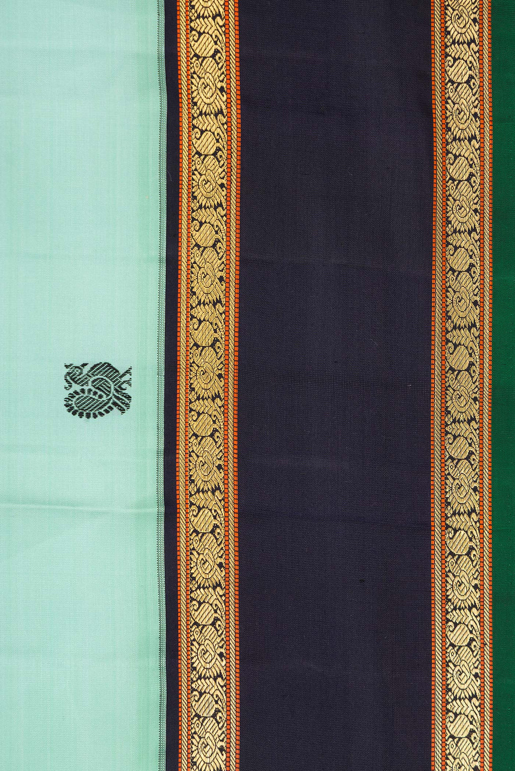 Border image of Pure Silk Pure Zari Light Blue Dual Tone Kanchipuram Saree with Thread Butta on the body and Zari Border. 