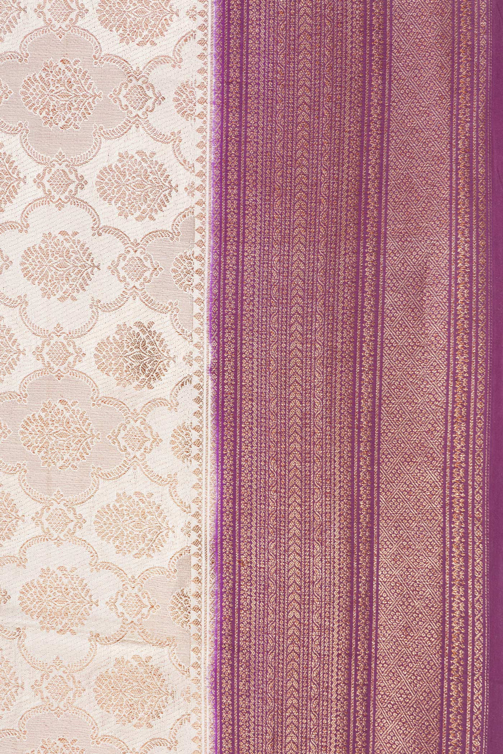 Border image of Beige Dual Tone Banarasi Georgette Saree with Zari Brocade on the body and Zari Border. 
