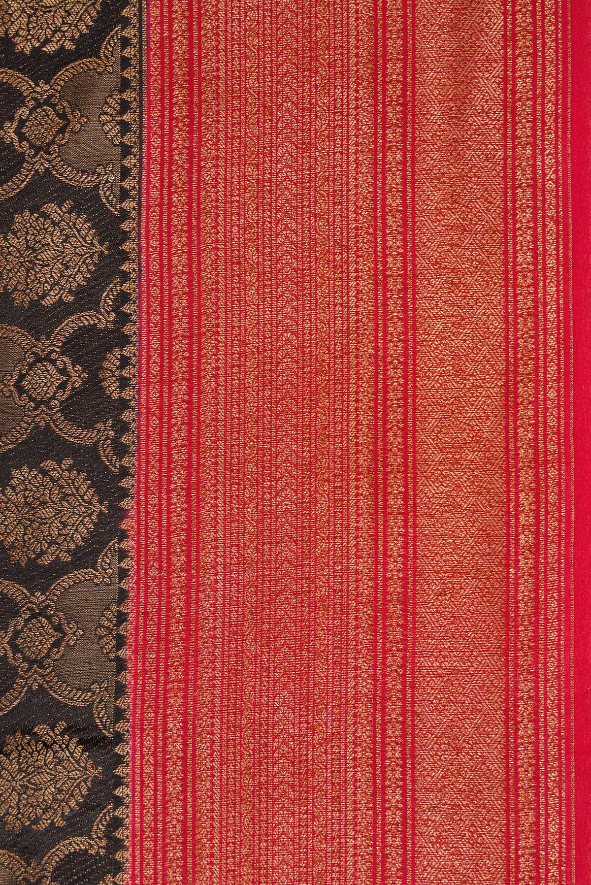 Border image of Black Dual Tone Mysore Crepe Saree with Zari Brocade on the body and Zari Border. 