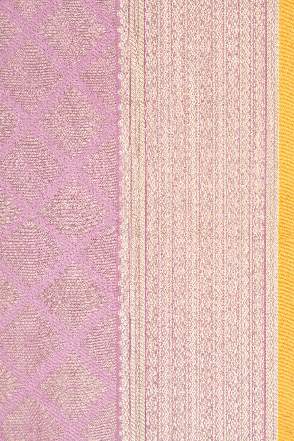 Border image of Lavender Dual Tone Mysore Crepe Saree with Zari Brocade on the body and Zari Border. 