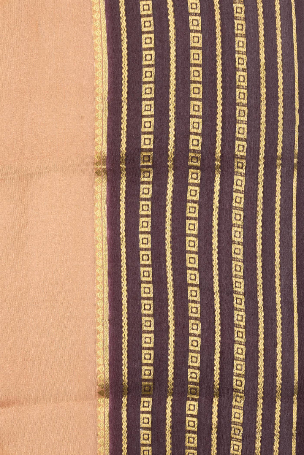 Border image of Sandal Dual Tone Mysore Silk Saree with Plain Body and Zari Border. 