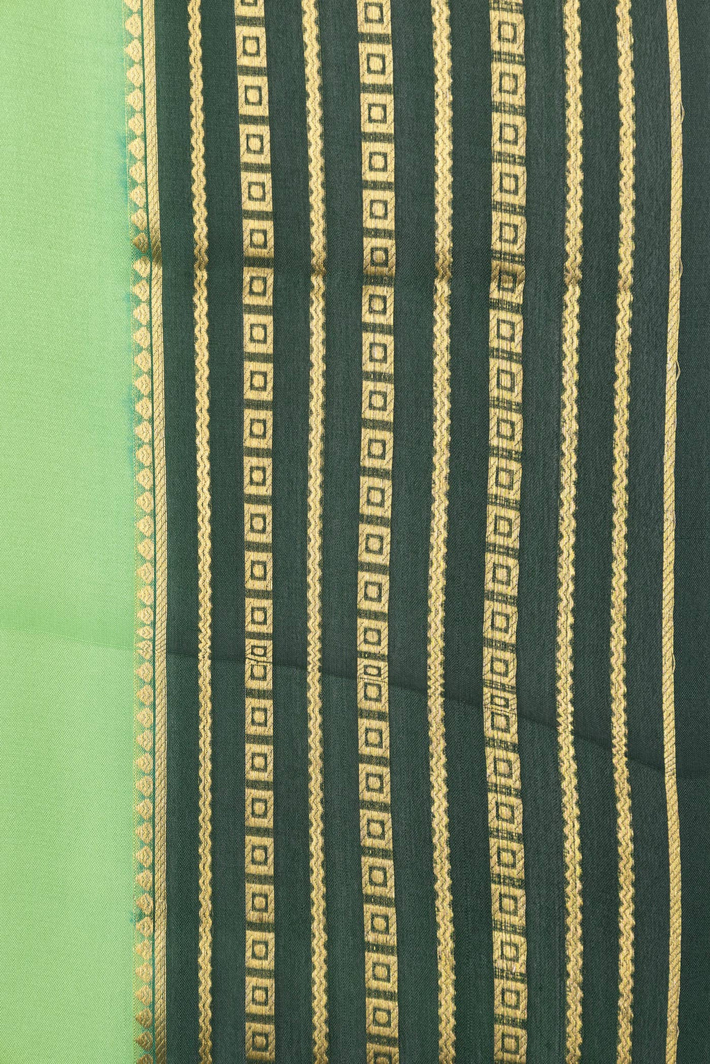 Border image of Parrot Green Dual Tone Mysore Silk Saree with Plain Body and Zari Border. 