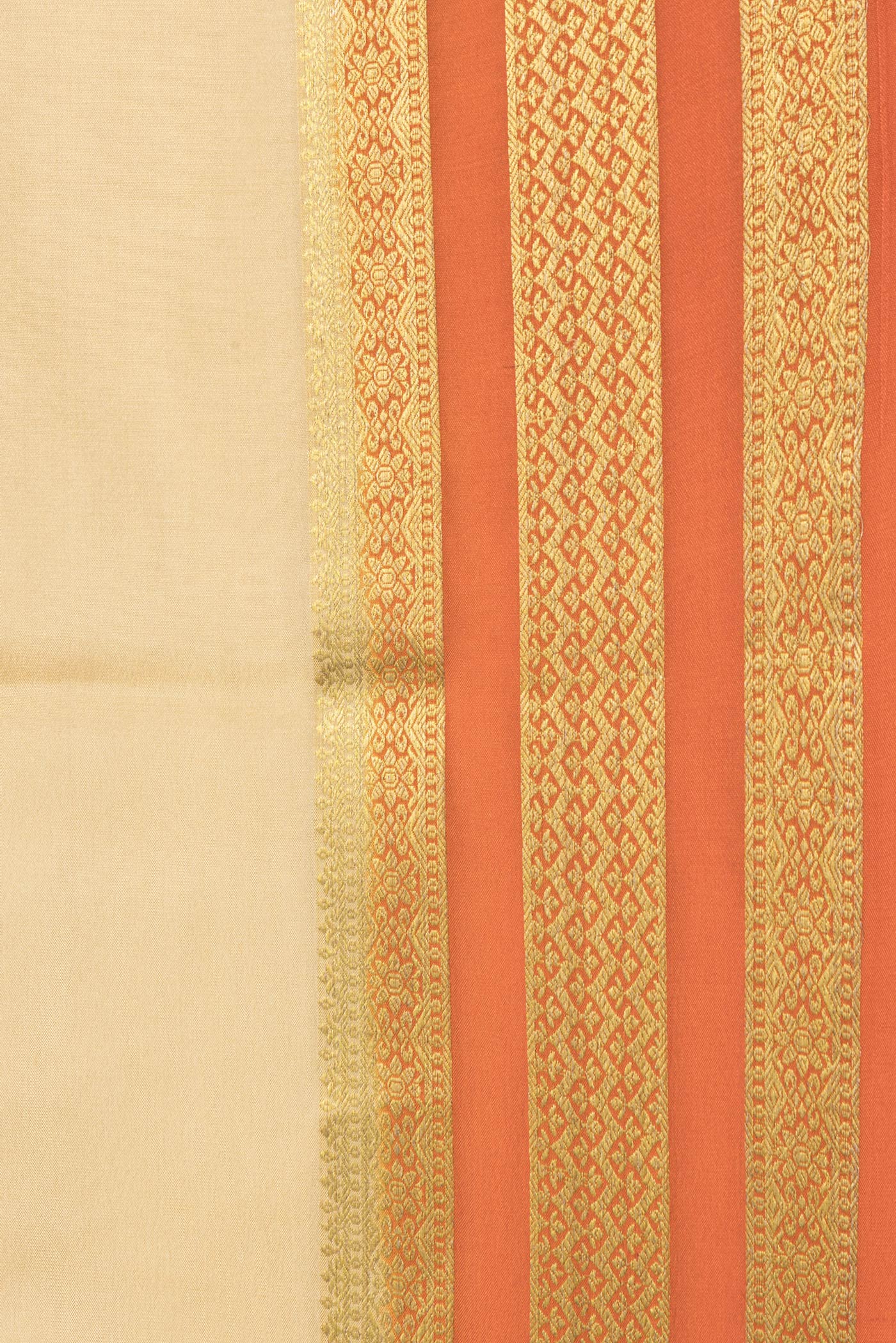 Border image of Sandal Dual Tone Mysore Silk Saree with Plain Body and Zari Border. 