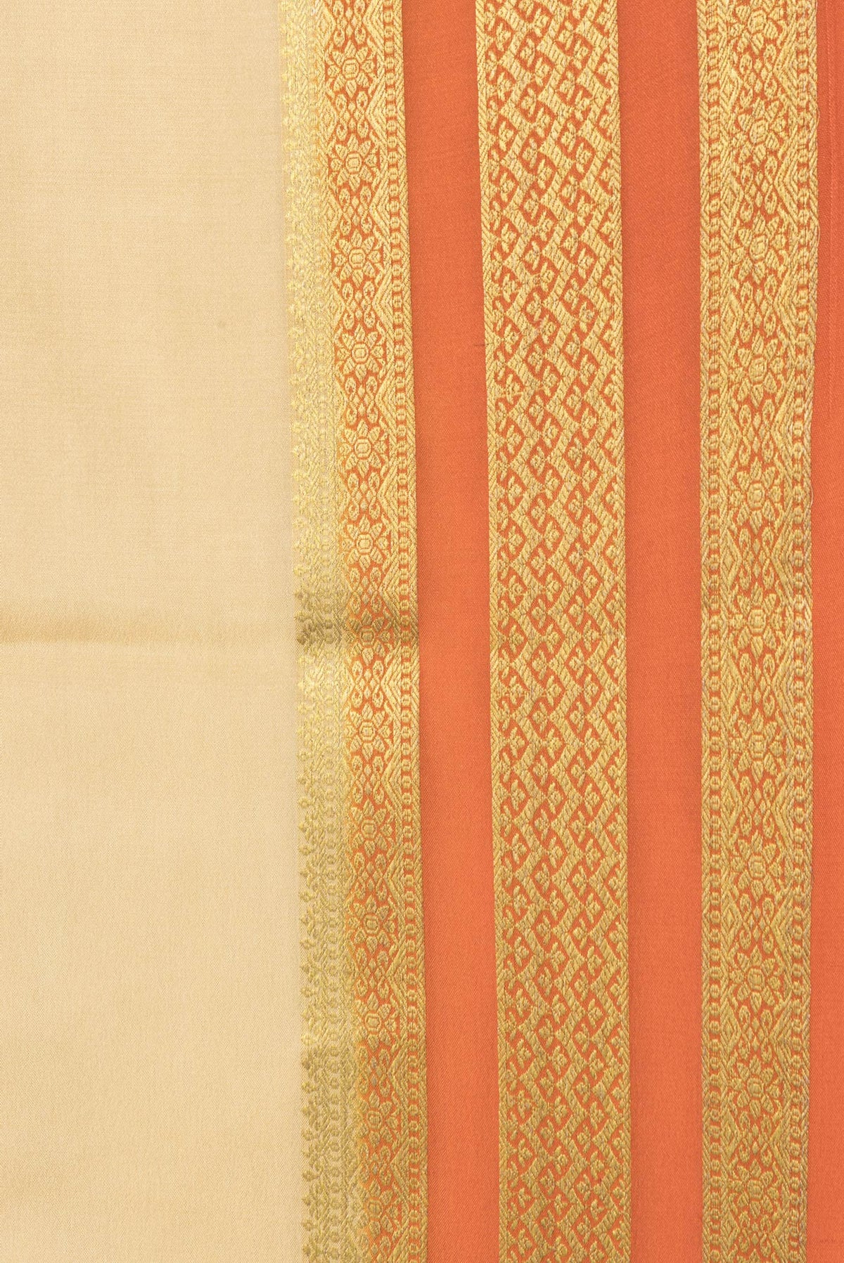 Border image of Sandal Dual Tone Mysore Silk Saree with Plain Body and Zari Border. 