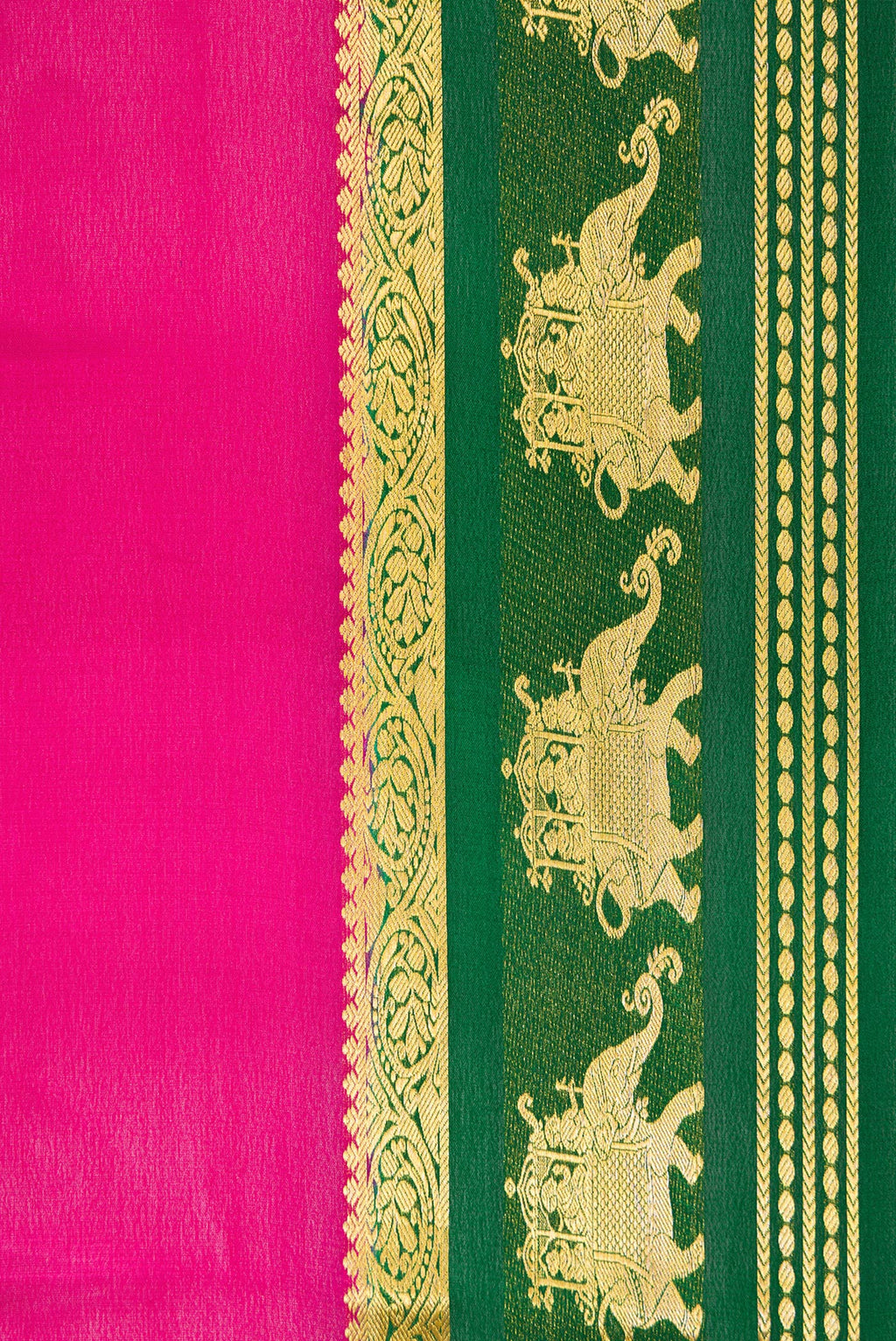Border image of Magenta Dual Tone Mysore Silk Saree with Plain Body and Fancy Border. 