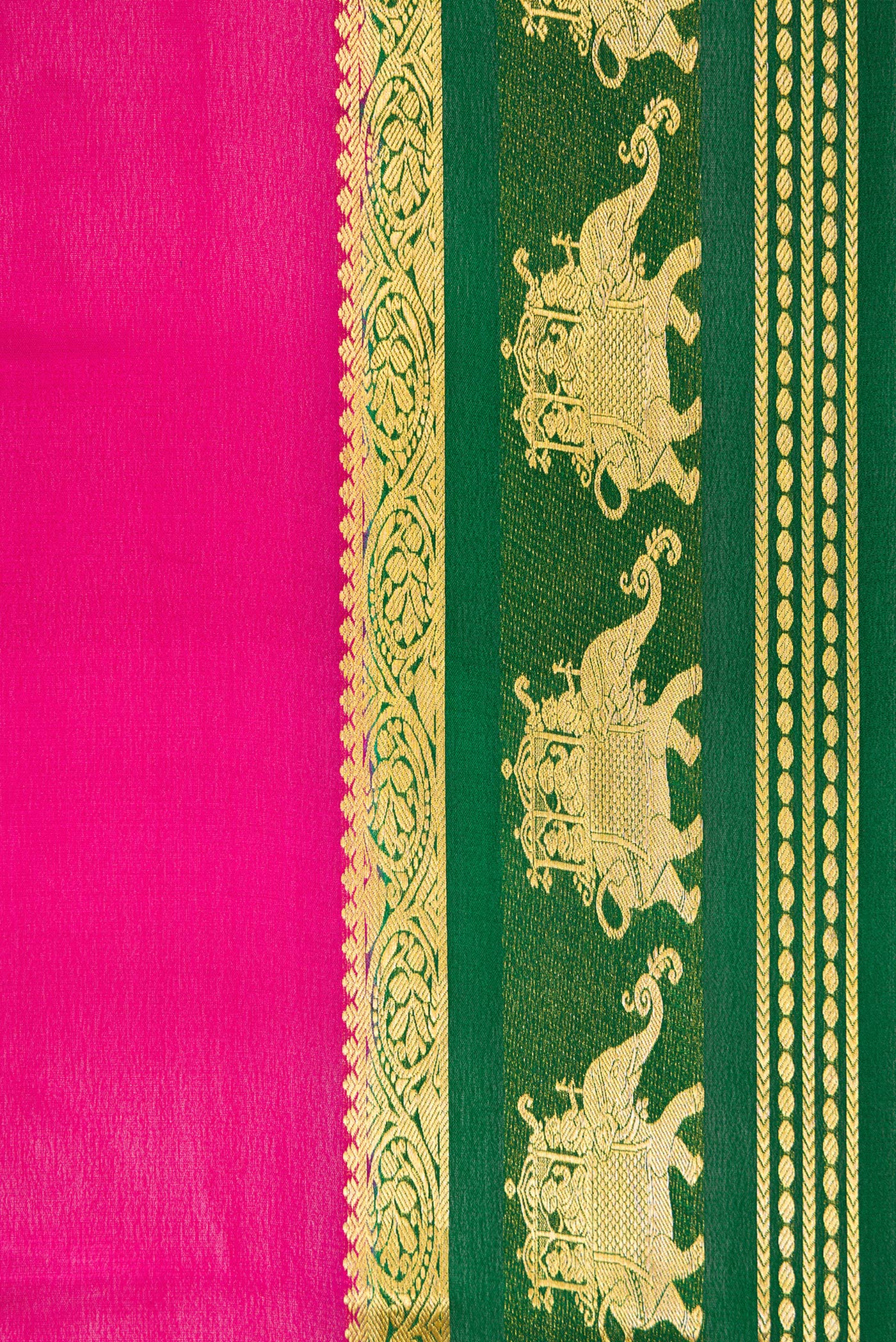 Border image of Magenta Dual Tone Mysore Silk Saree with Plain Body and Fancy Border. 