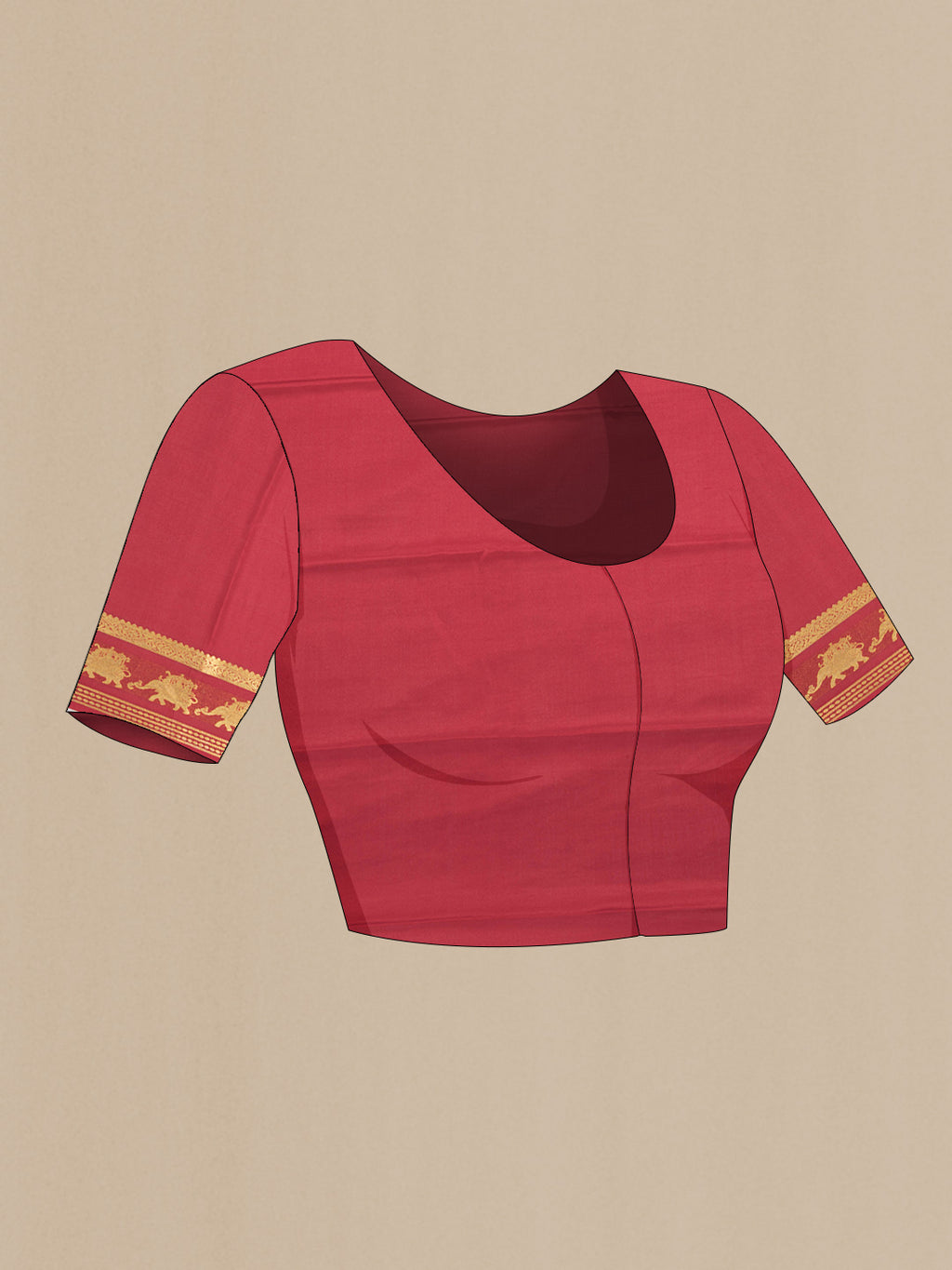 Close up image of the blouse of Purple Dual Tone Mysore Silk Saree with Plain Body and Zari Border. 