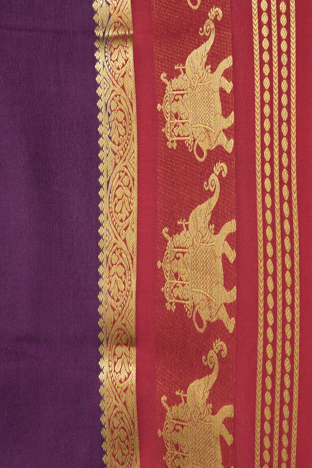 Border image of Purple Dual Tone Mysore Silk Saree with Plain Body and Zari Border. 